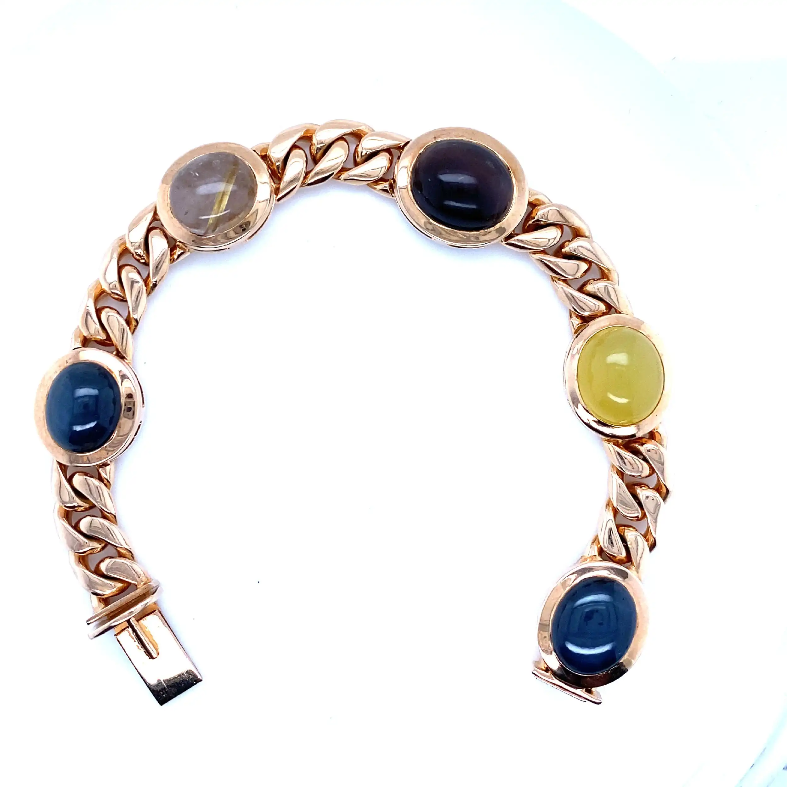 Armband Rosegold mit Sternsaphiren, Bergkristall, Skapolith-Katzenauge und Opal mit EPL Expertise Armband Rosegold mit Sternsaphiren, Bergkristall, Skapolith-Katzenauge und Opal mit EPL Expertise