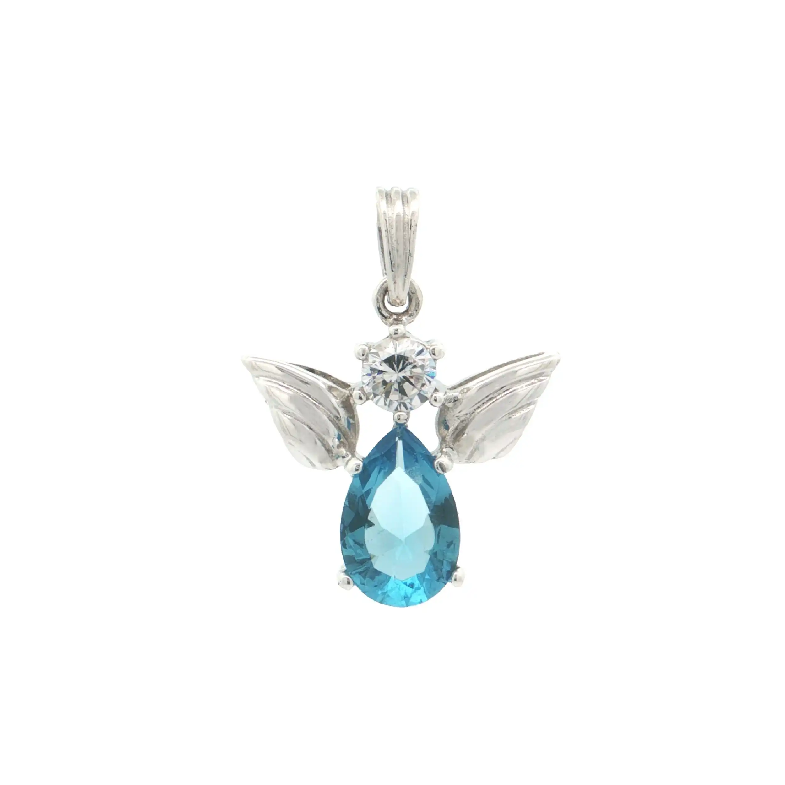 Anhänger Silber "Engelchen" mit Zirkonia und blauem Glasstein