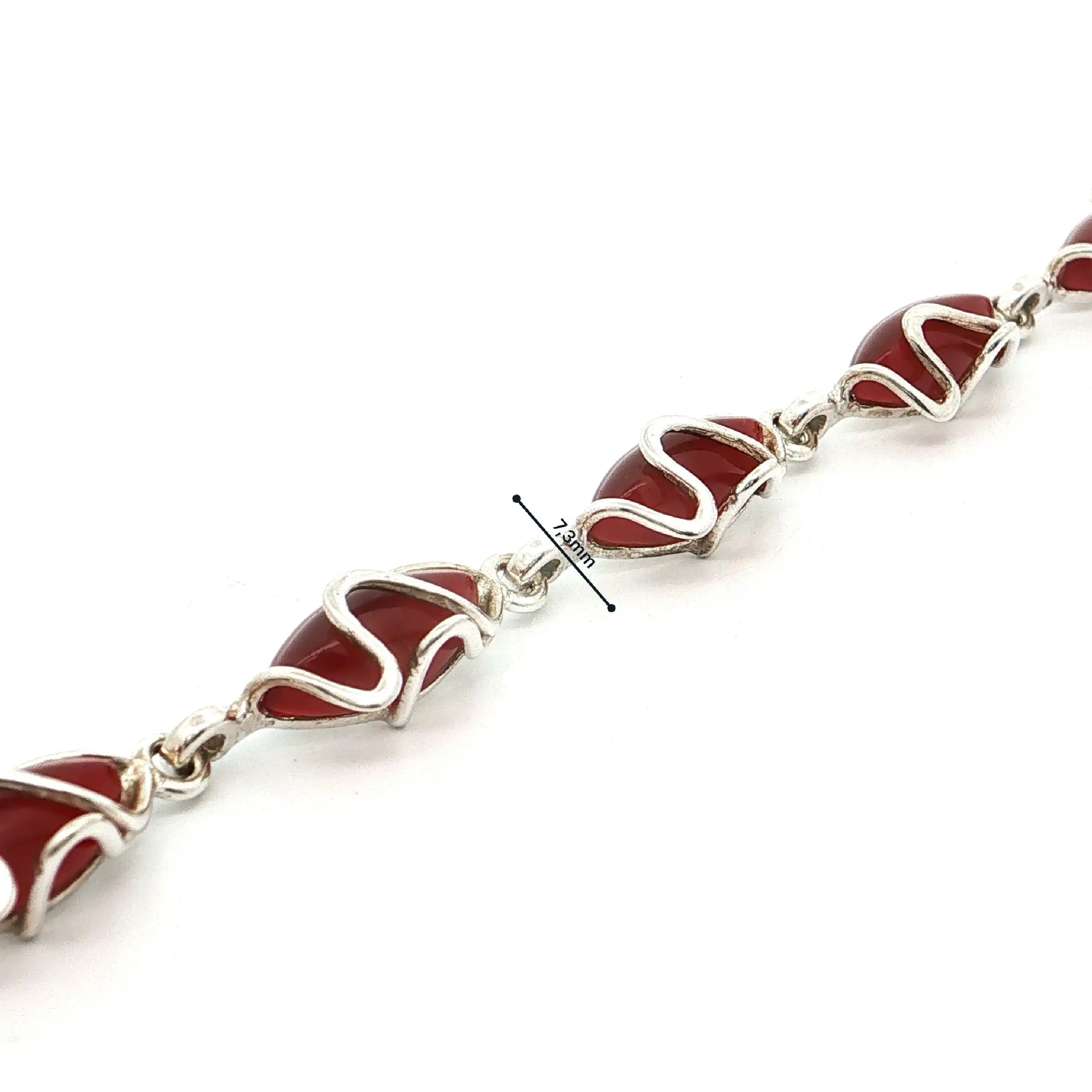 Armband Silber mit roten Farbsteinen