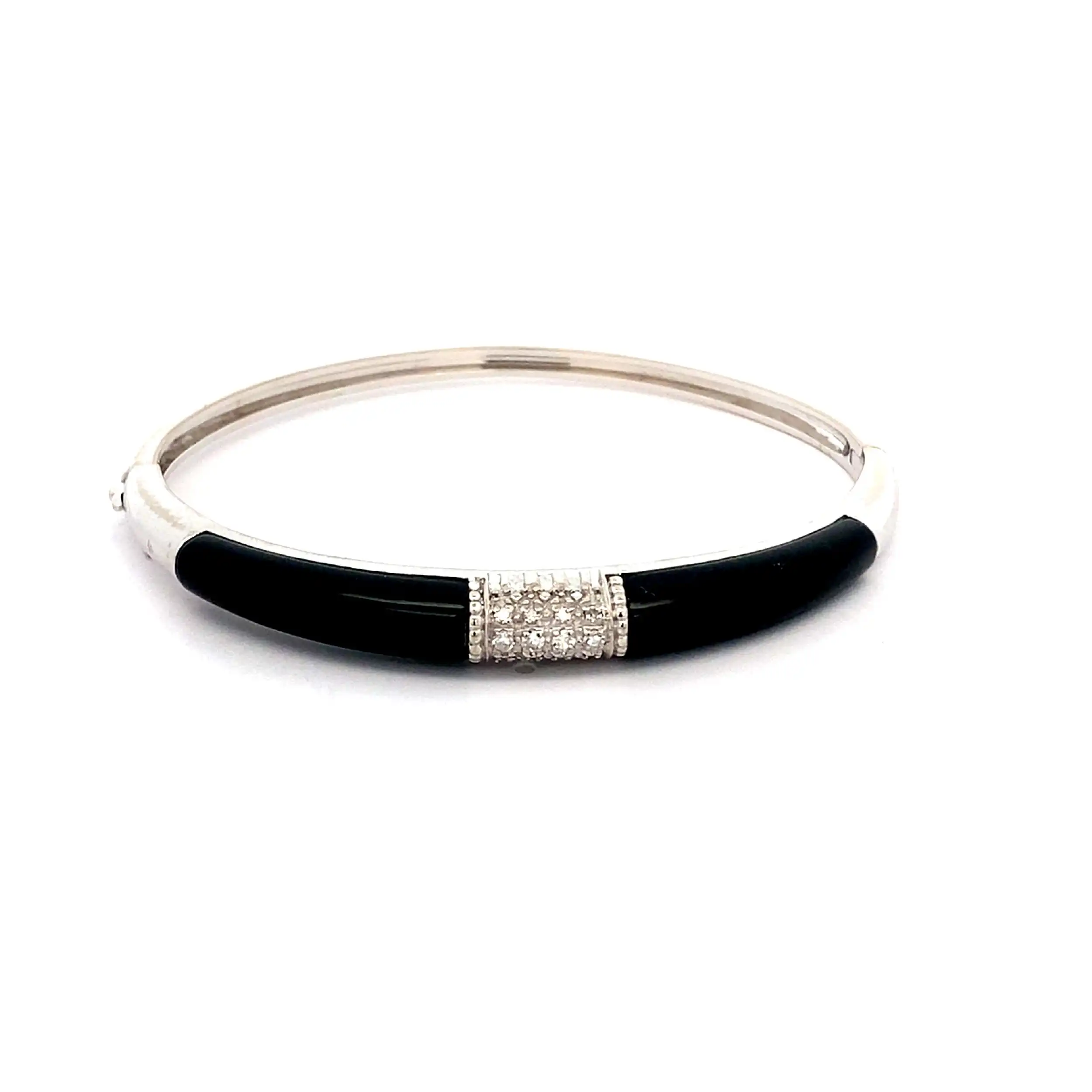 Armreif Weißgold mit Diamanten und Onyx Armreif Weißgold mit Diamanten und Onyx
