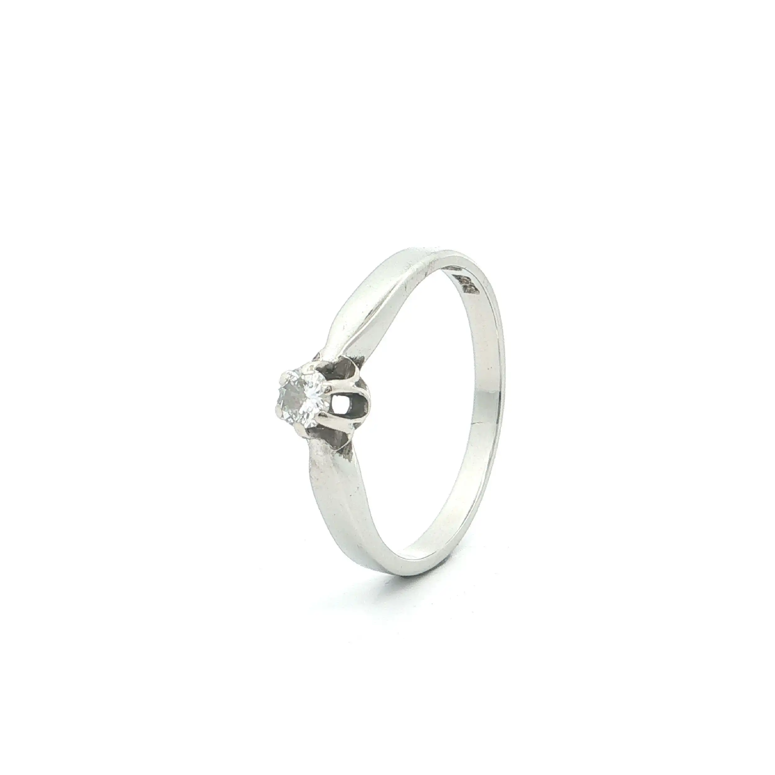 Ring Weißgold mit Brillant, graviert mit 0,10ct
