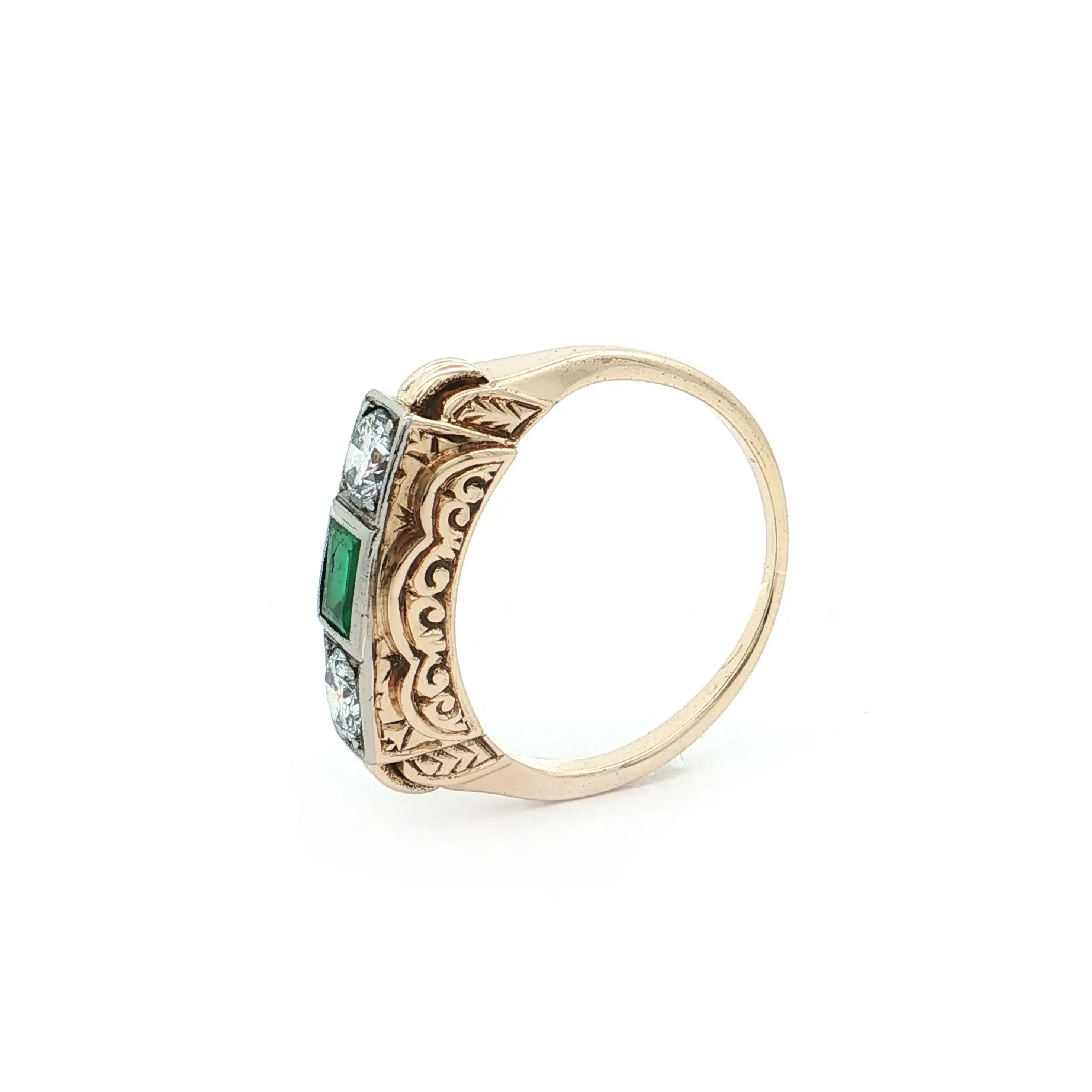 Ring Bicolor mit Smaragd und Brillanten