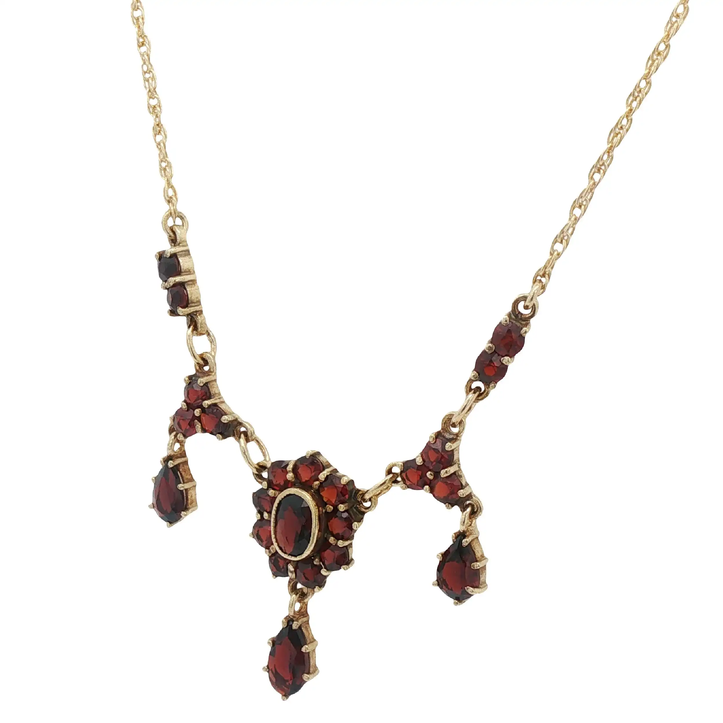 Collier Gelbgold mit Granatsteinen Collier Gelbgold mit Granatsteinen