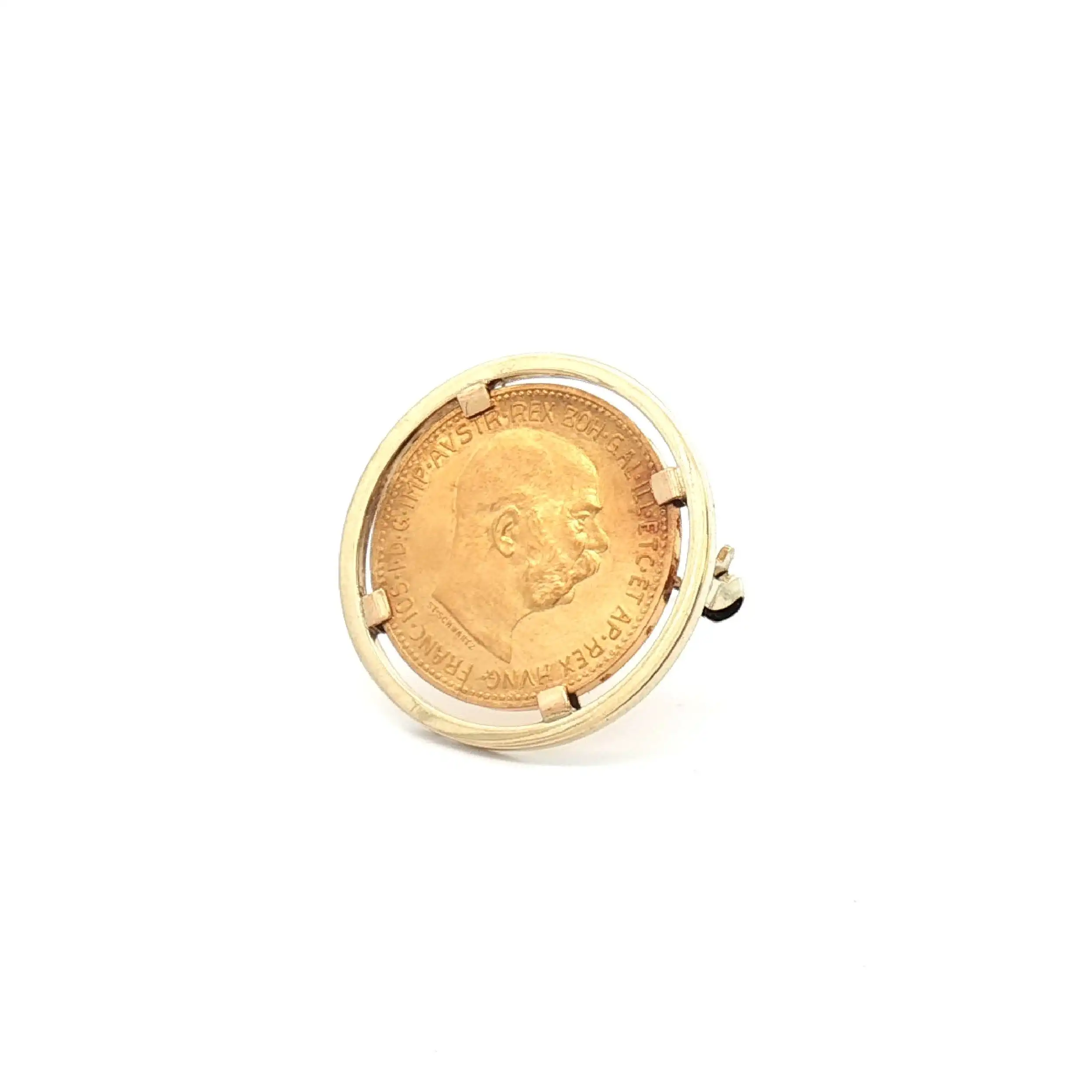 Brosche Gelbgold mit Münze 20 Corona 1894 Franz Joseph Brosche Gelbgold mit Münze 20 Corona 1894 Franz Joseph