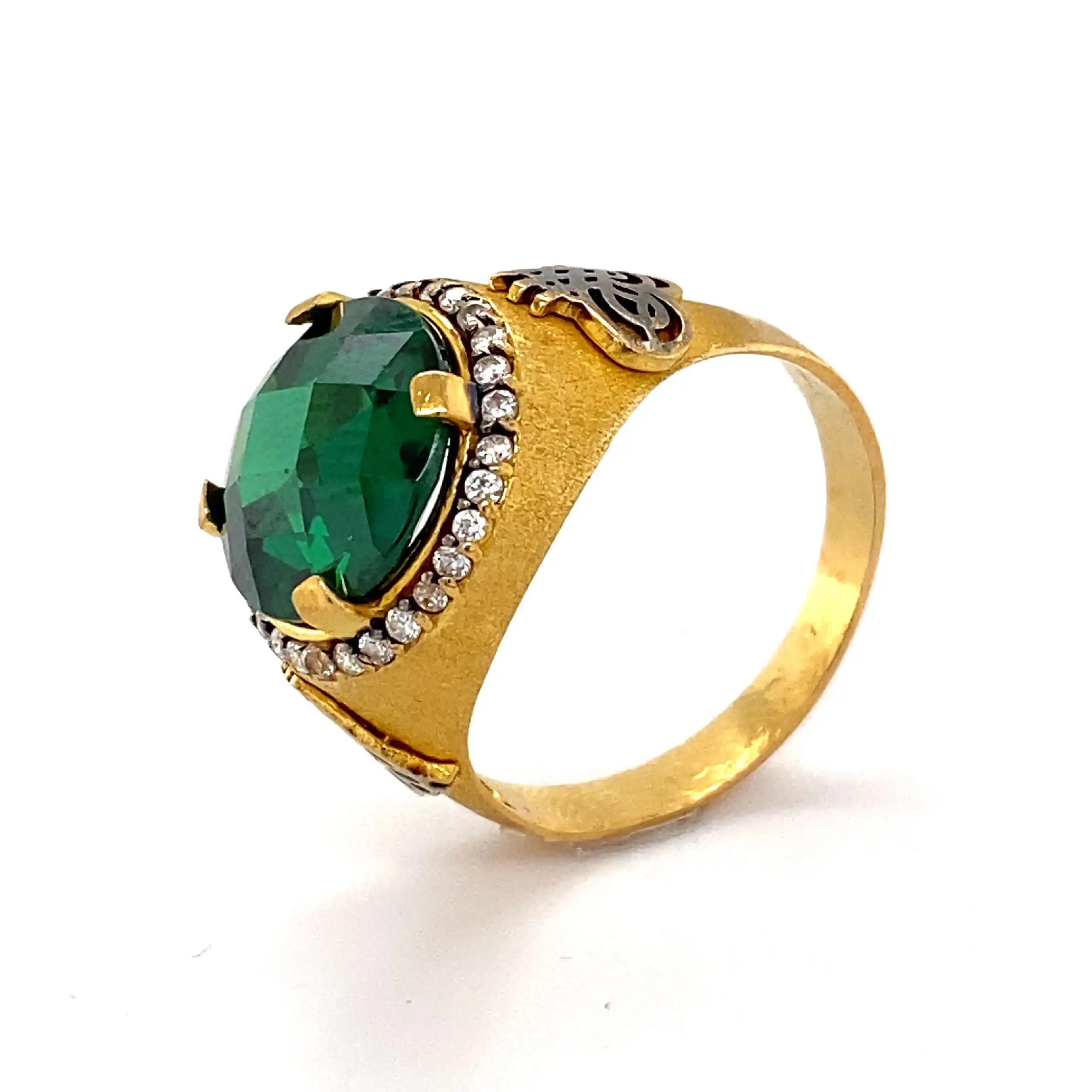 Ring Bicolor mit grünem Stein und Zirkonia Ring Bicolor mit grünem Stein und Zirkonia