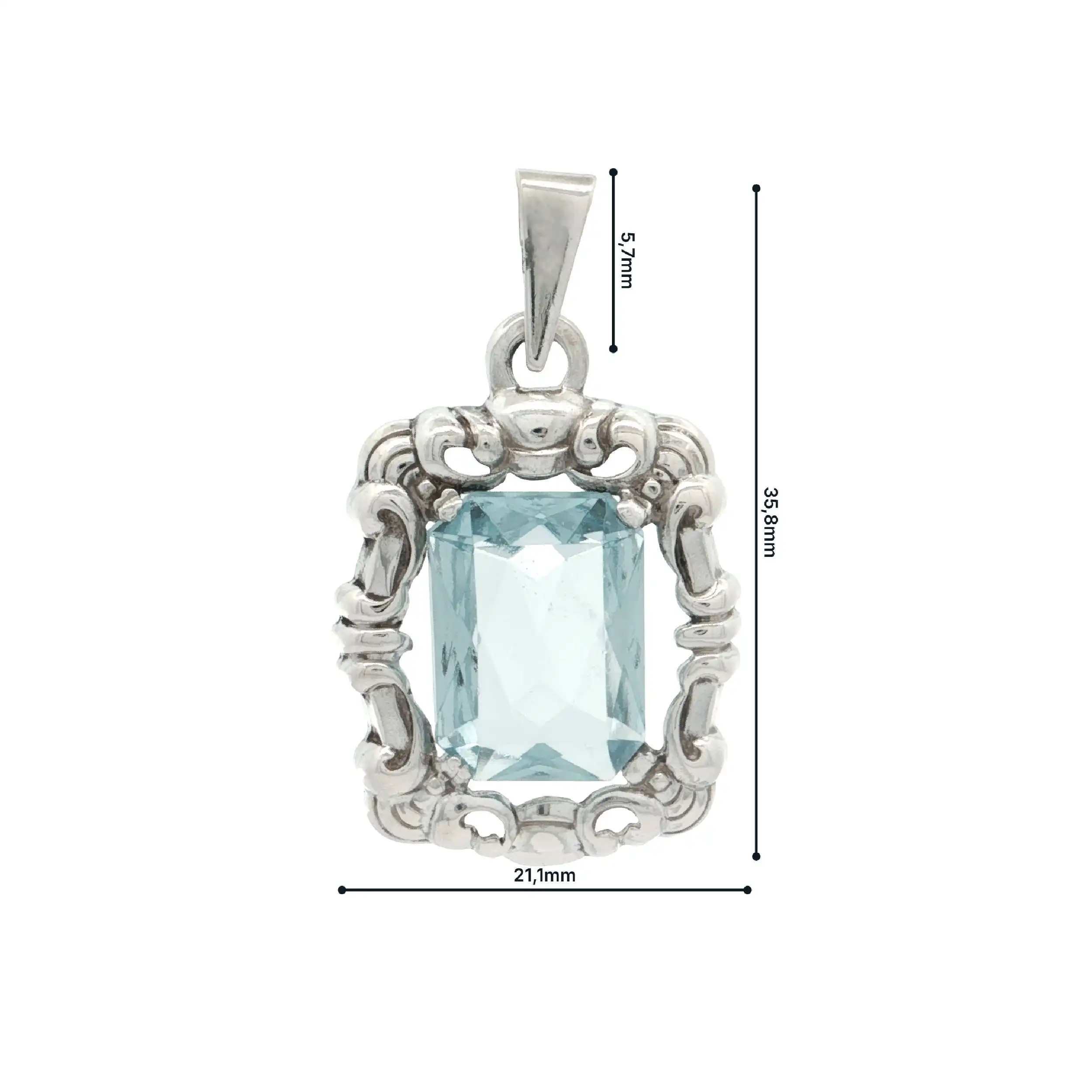 Anhänger Silber mit blauem Glasstein Anhänger Silber mit blauem Glasstein