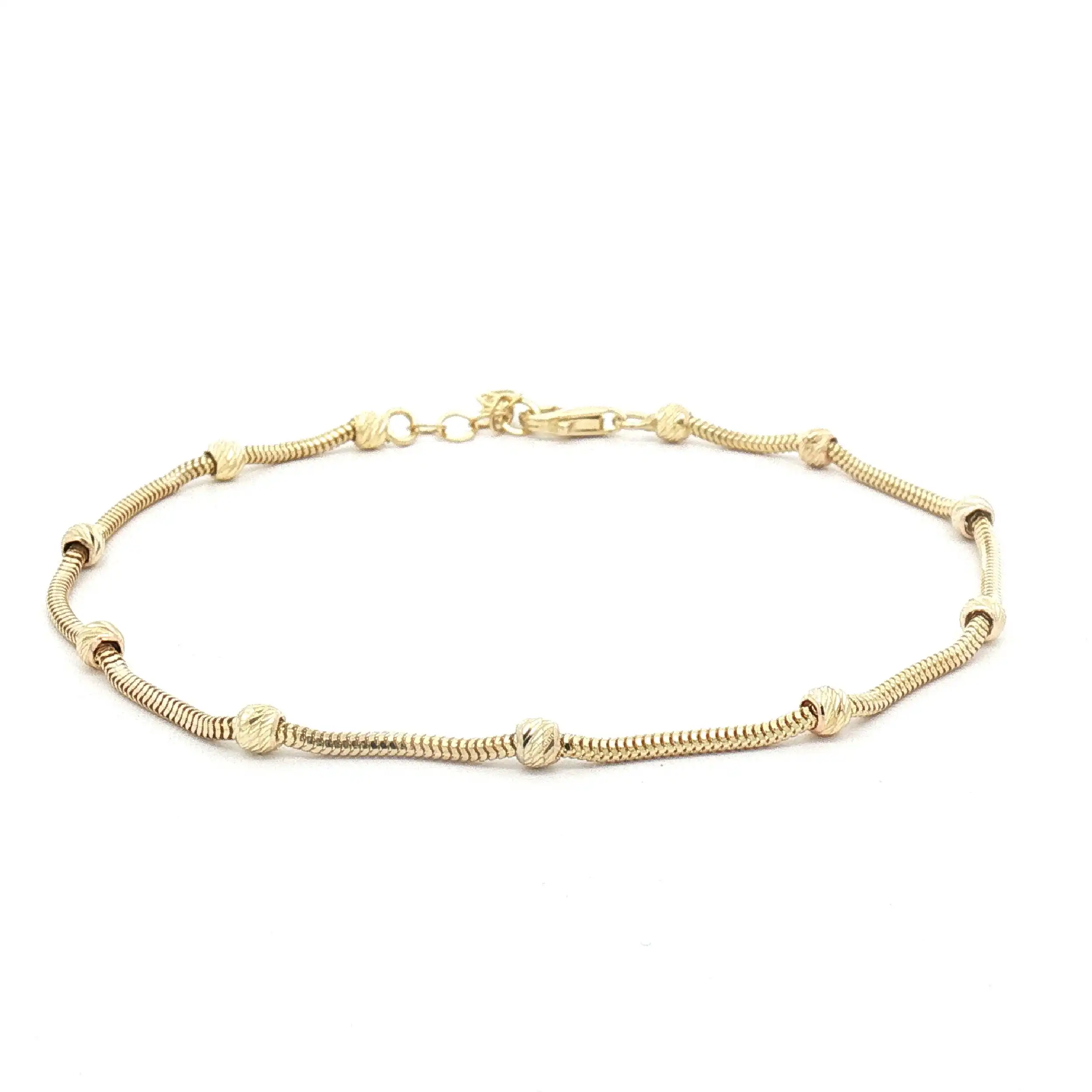 Schlangenarmband Gelbgold mit diamantierten Kugeln Schlangenarmband Gelbgold mit diamantierten Kugeln