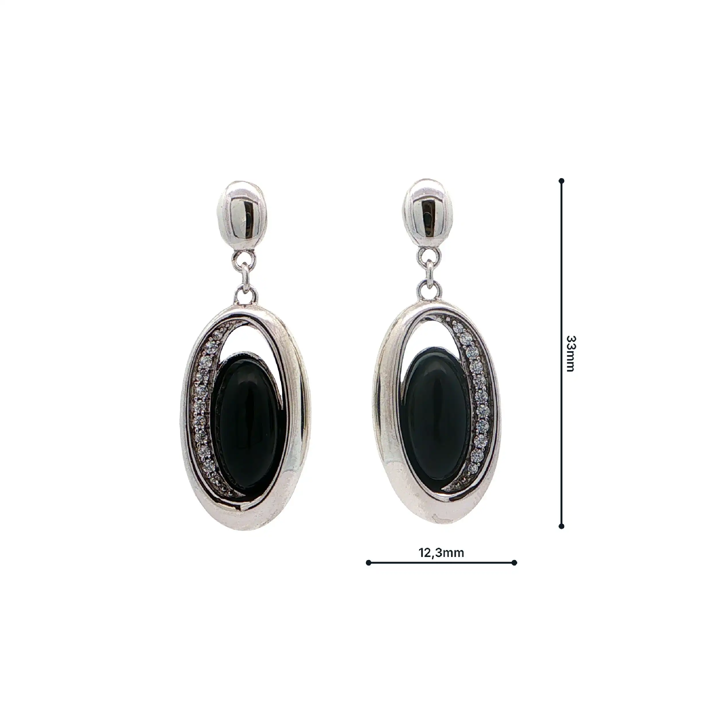 Ohrstecker Silber mit schwarzem Farbstein & Zirkonia