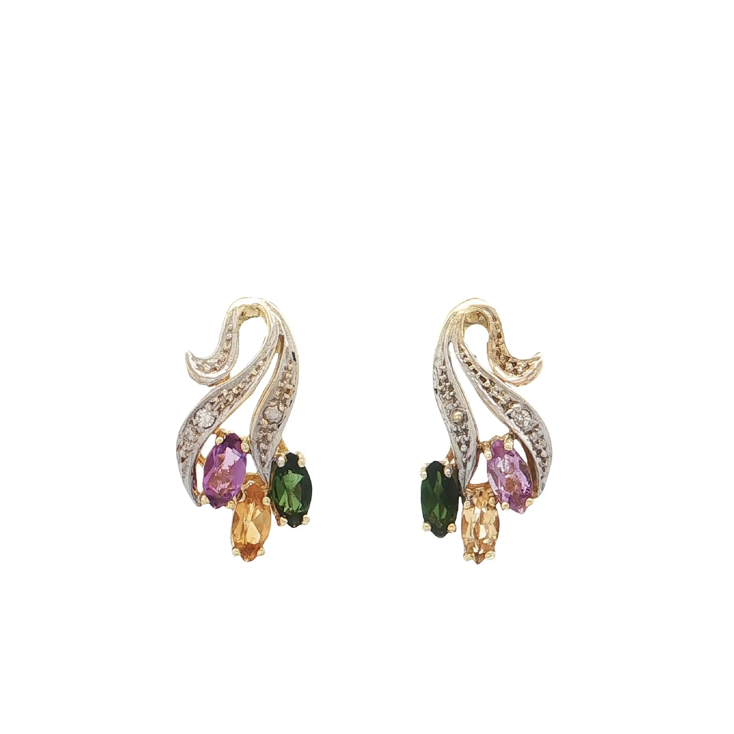 Ohrstecker Bicolor mit Farbsteinen und Diamanten Ohrstecker Bicolor mit Farbsteinen und Diamanten