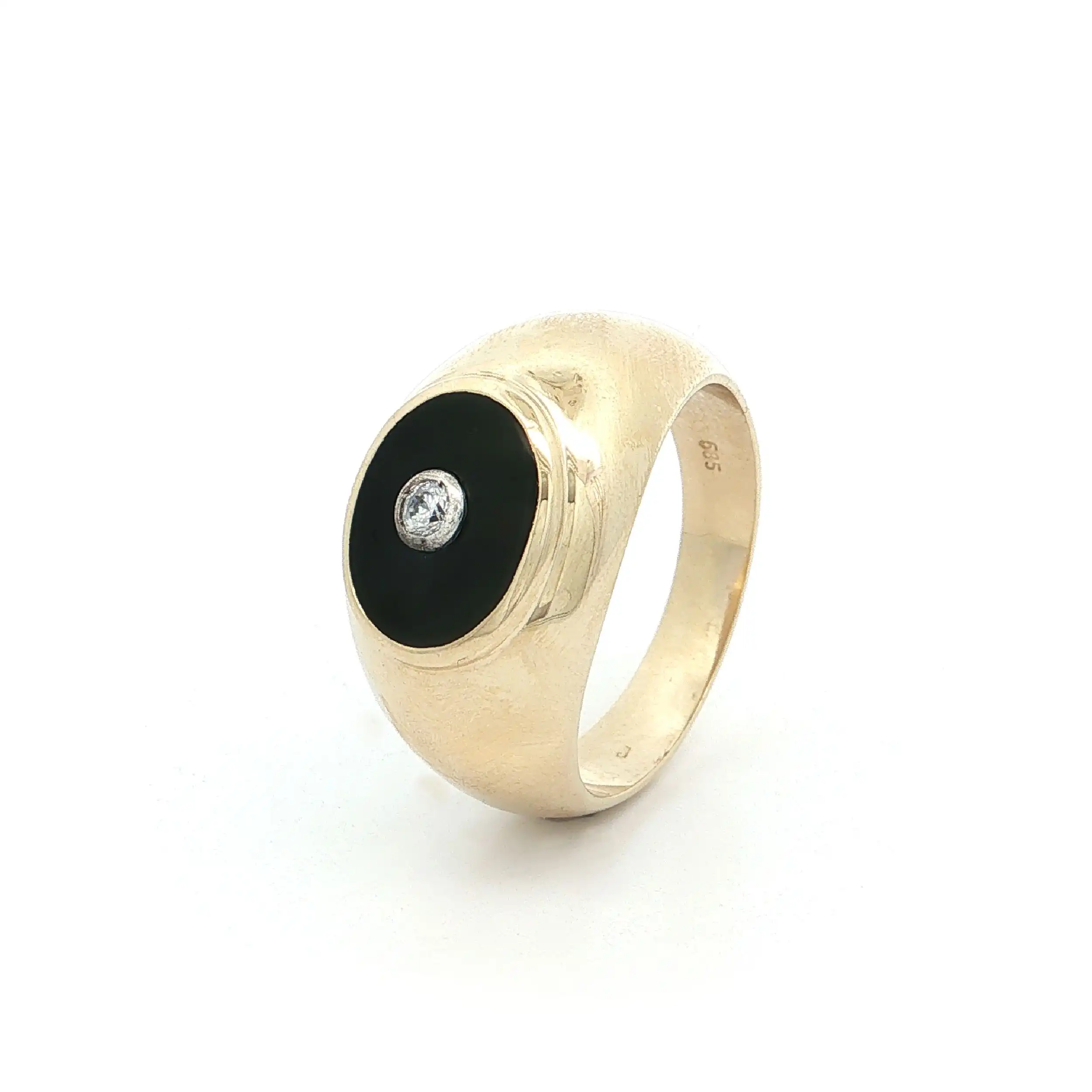 Ring Gelbgold mit Onyx und Zirkonia