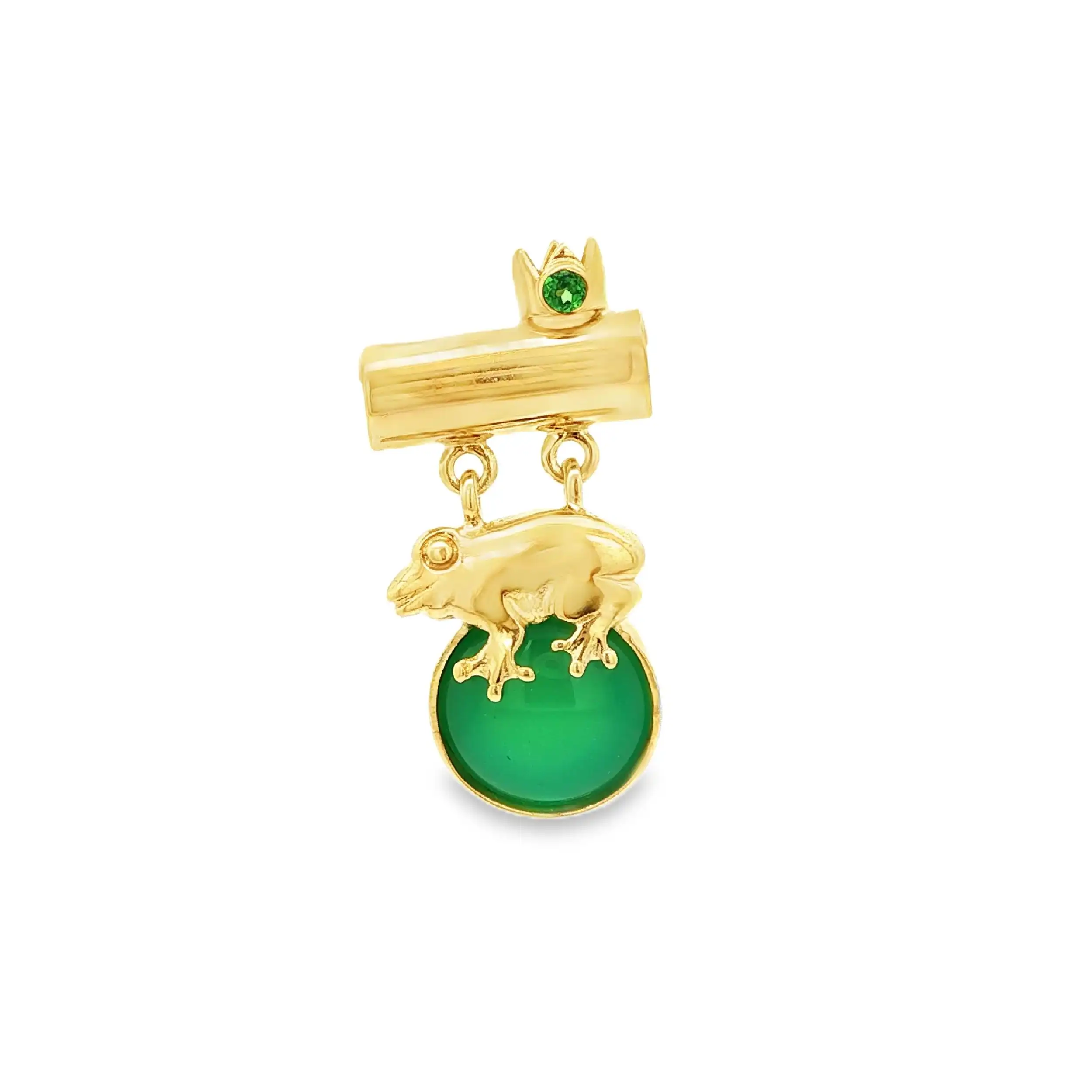 Anhänger Gelbgold Frosch mit grünem Farbstein Anhänger Gelbgold Frosch mit grünem Farbstein