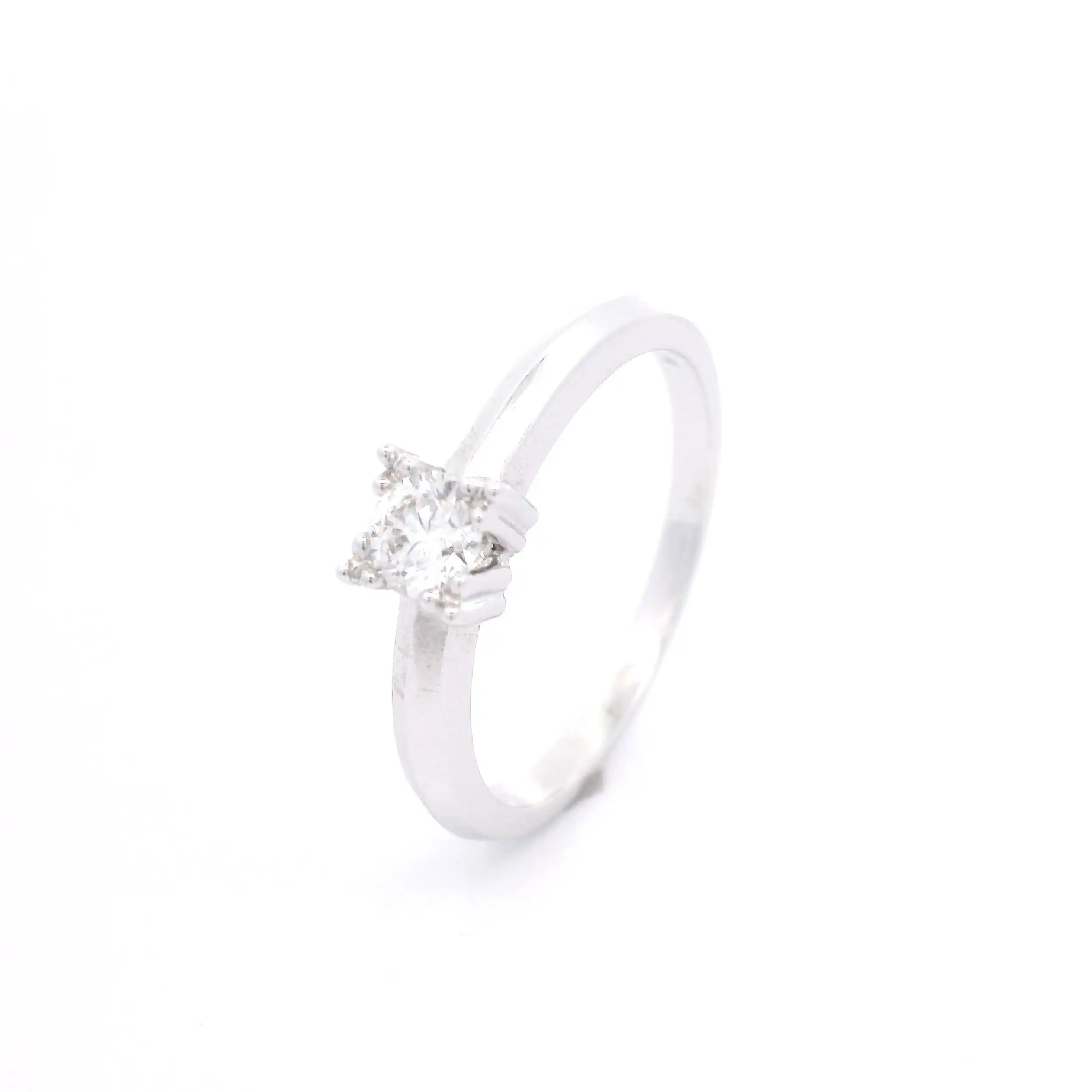 Ring Weißgold mit Brillant-Solitär, graviert mit "0.25 W/Si"