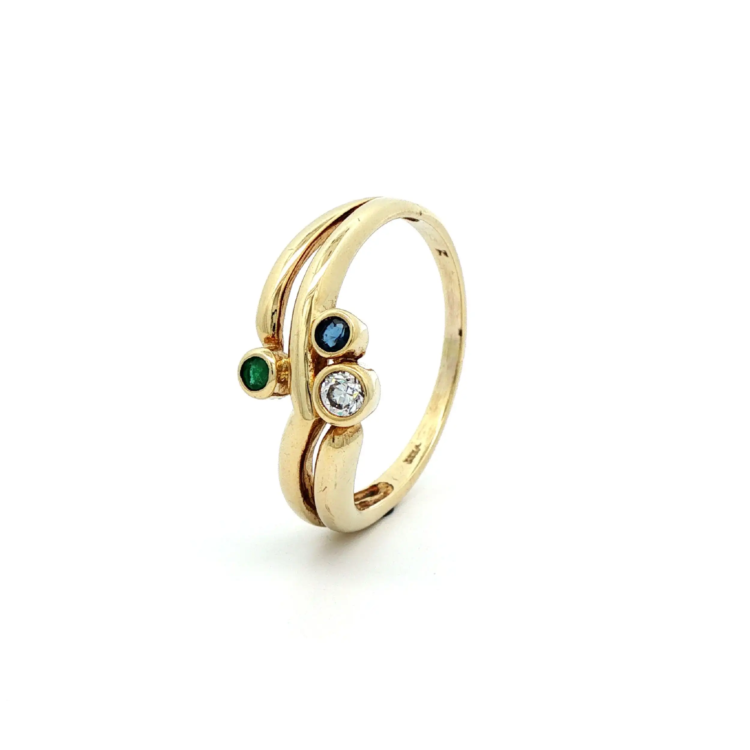 Ring Gelbgold mit Farbsteinen und Zirkonia