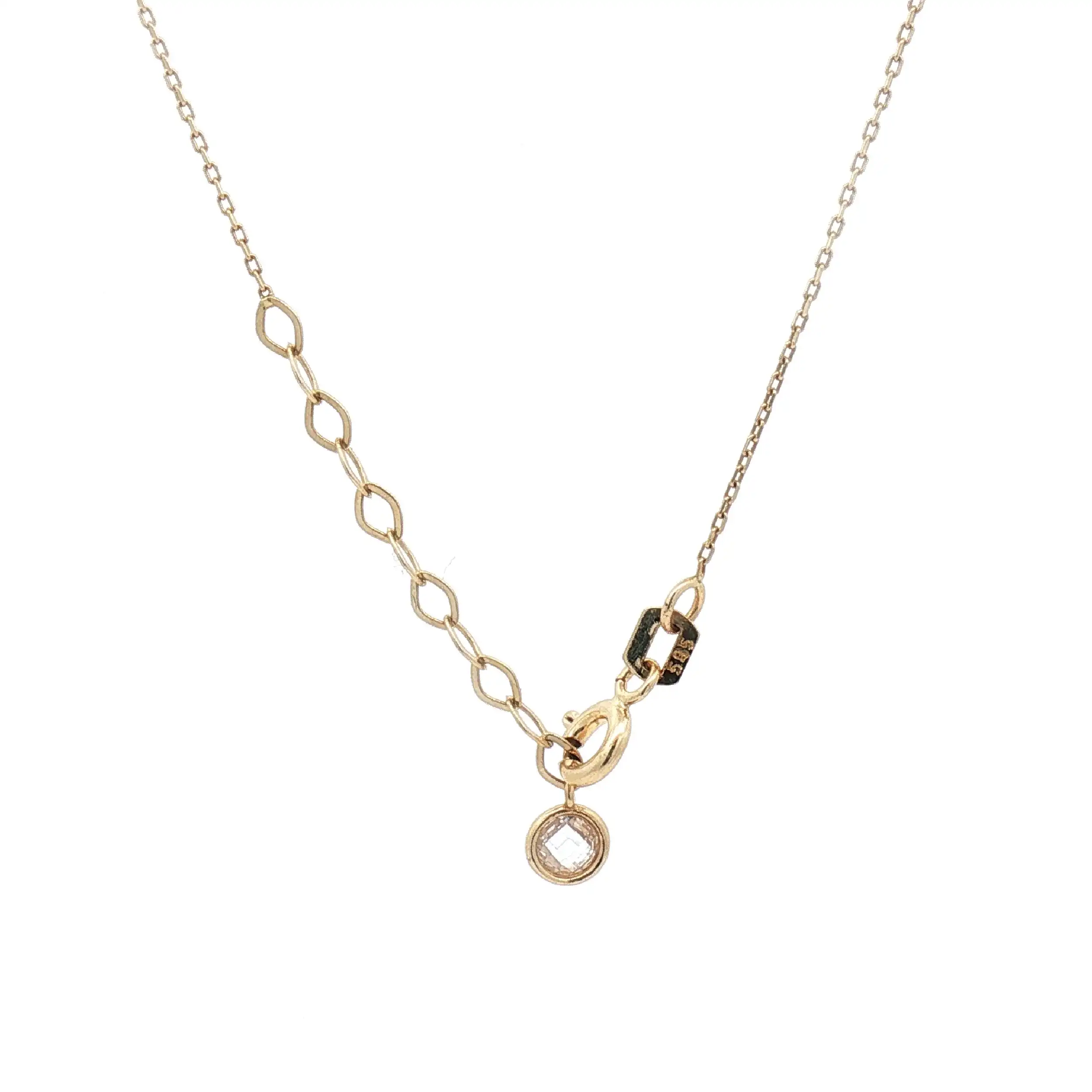Ankerkette Gelbgold mit Anhänger Schneeflocke und Zirkonia