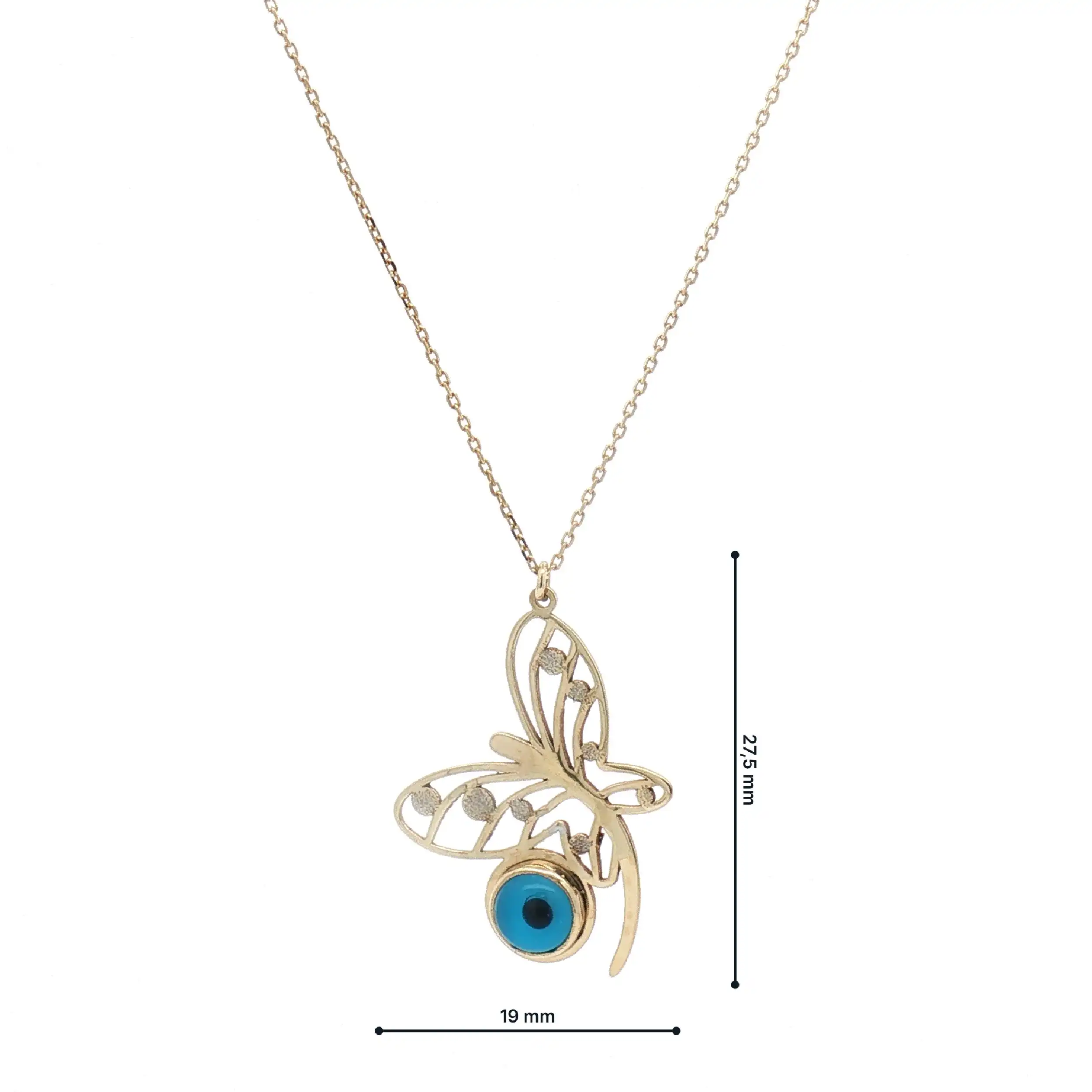 Ankerkette Gelbgold mit Anhänger Schmetterling und blauem Farbstein Ankerkette Gelbgold mit Anhänger Schmetterling und blauem Farbstein