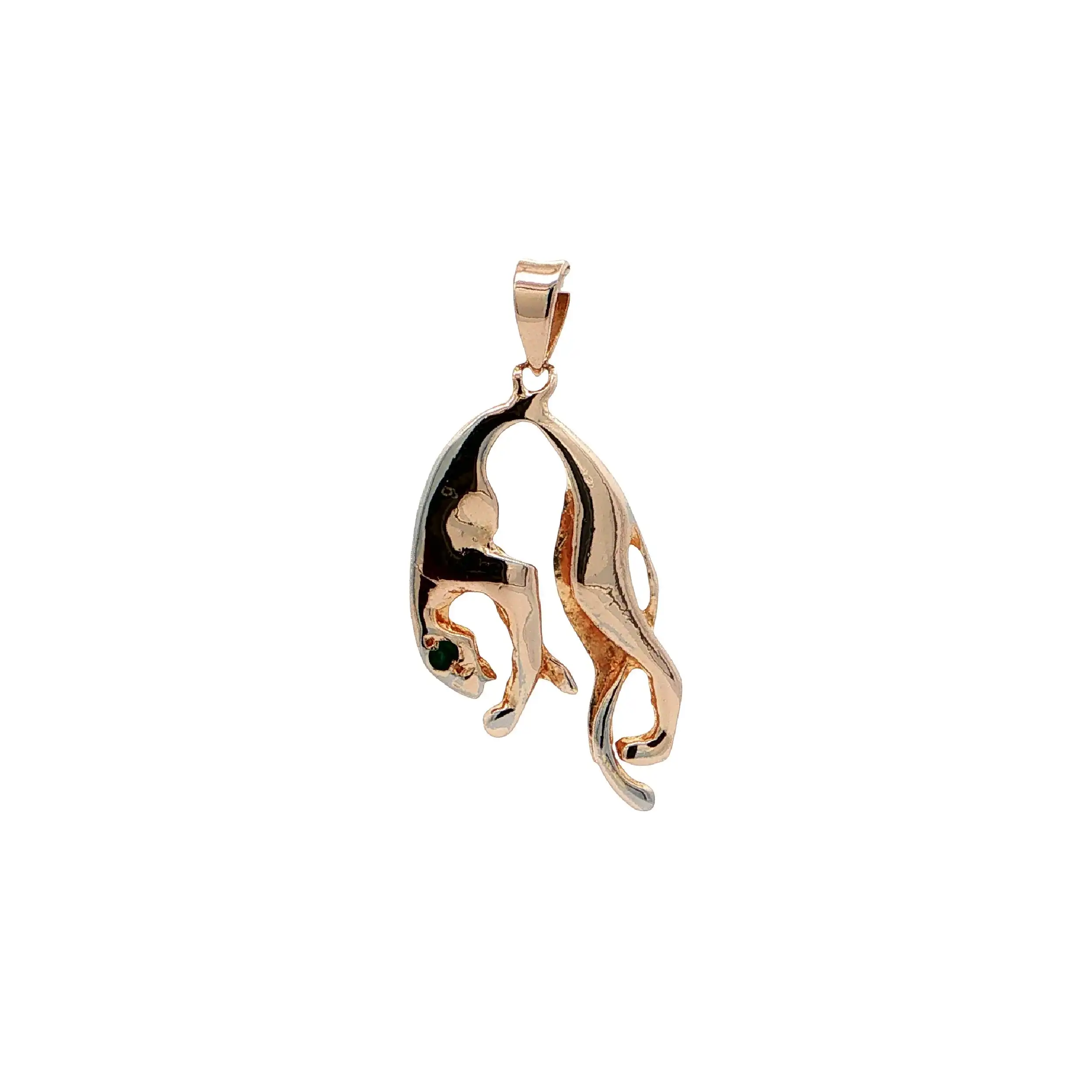 Anhänger Roségold Panther mit grünen Farbsteinen