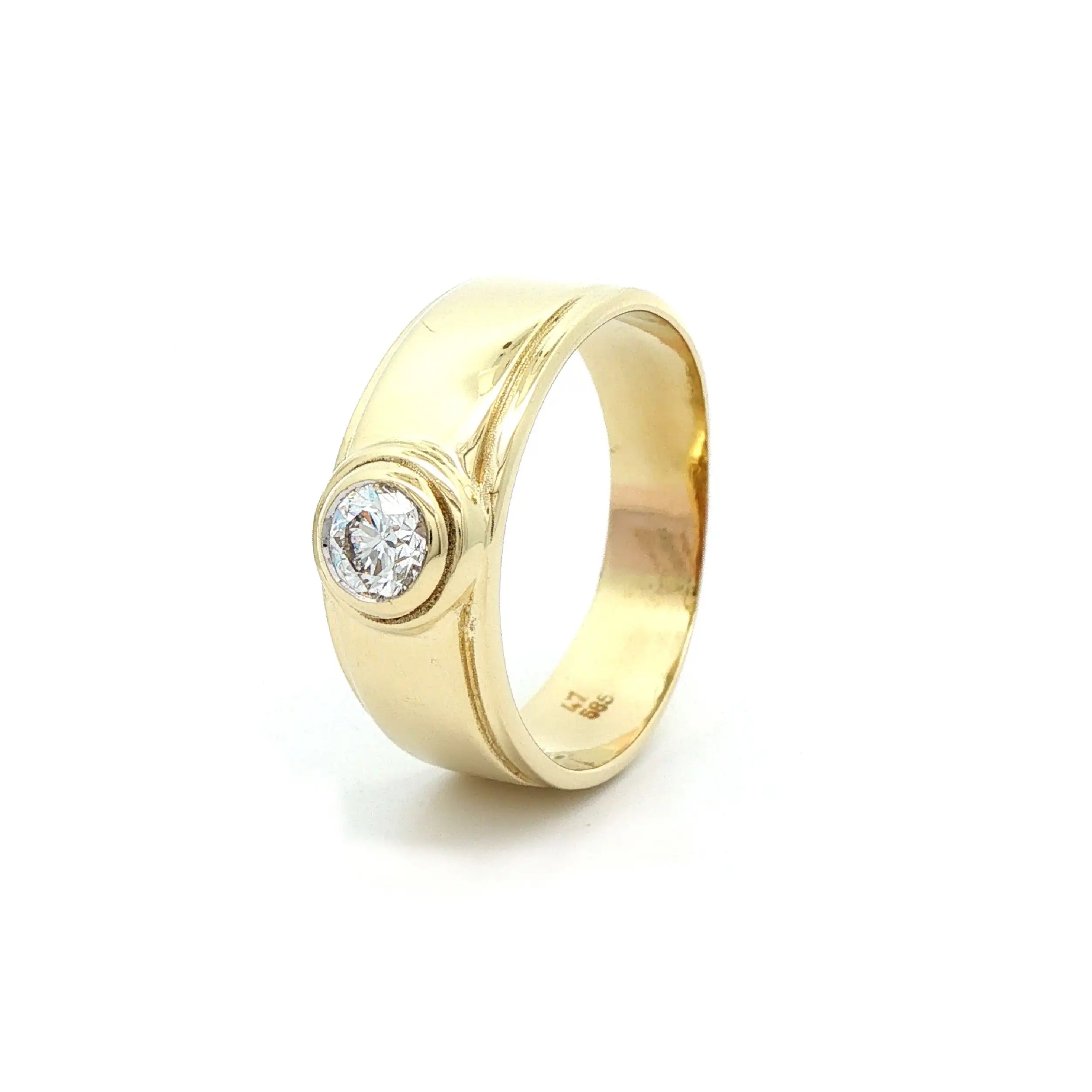 Ring Gelbgold mit Brillant, graviert mit 0,50ct