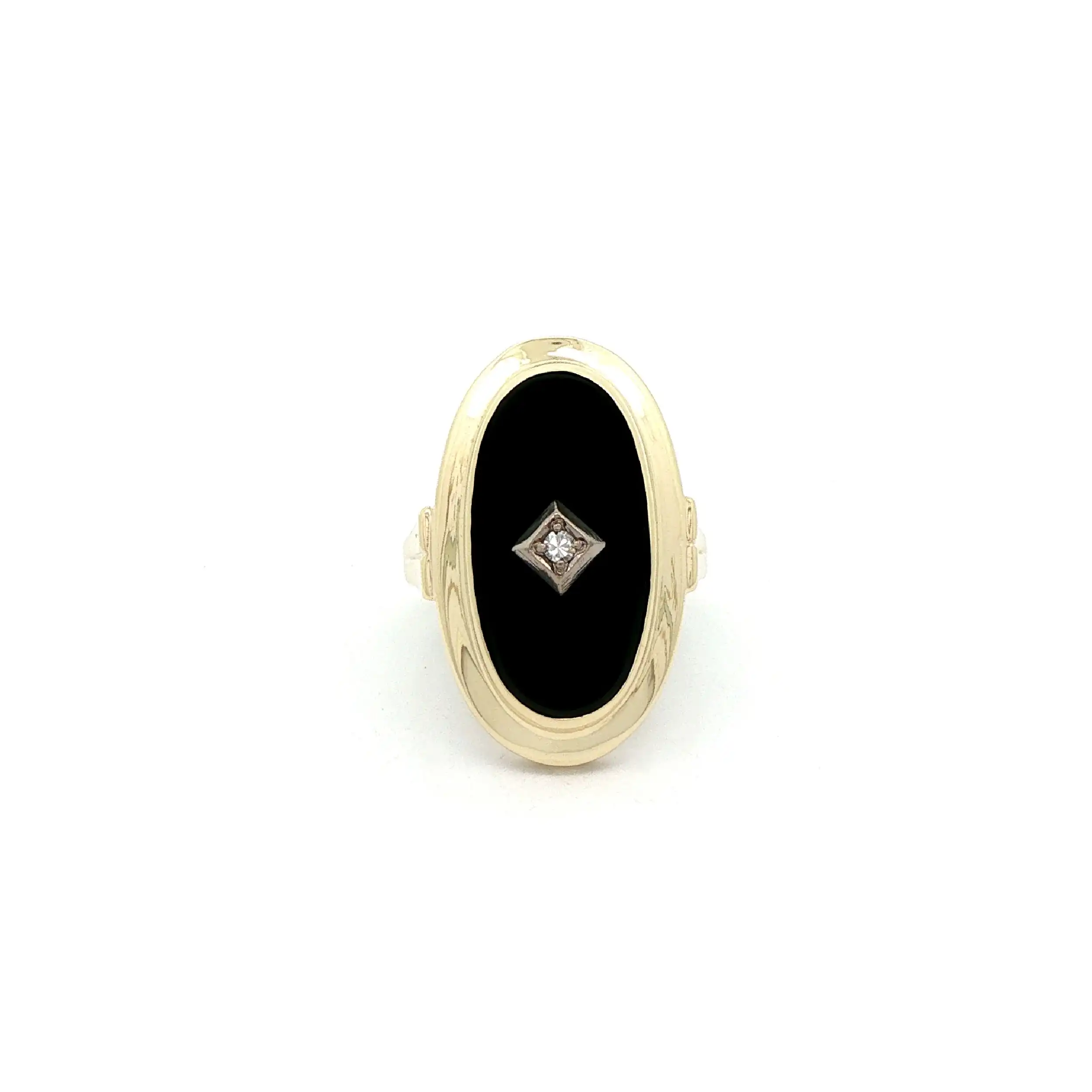 Ring Gelbgold mit Onyx und Diamant