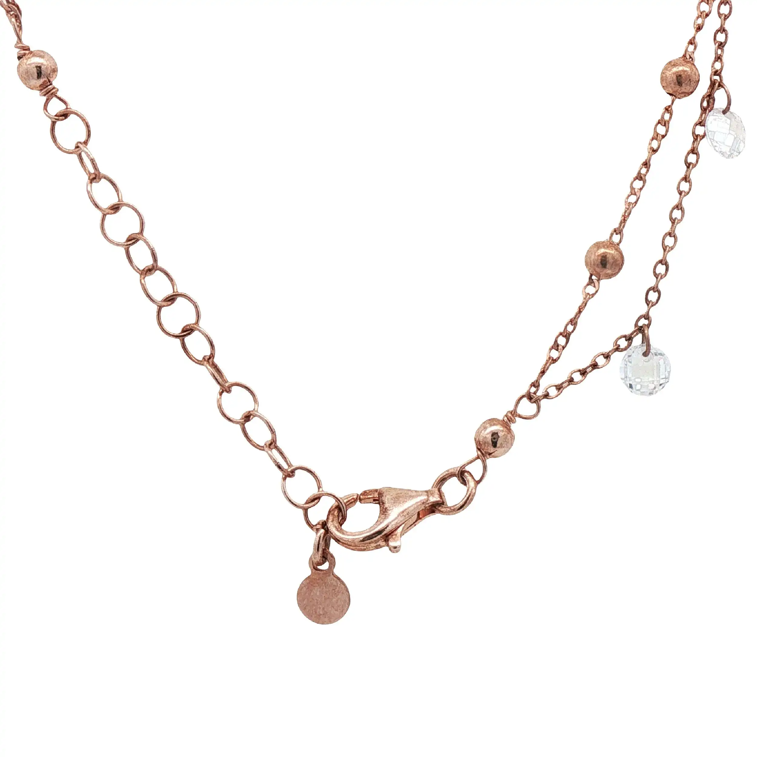 Collier Silber rosévergoldet mit Kügelchen und Zirkonia Collier Silber rosévergoldet mit Kügelchen und Zirkonia