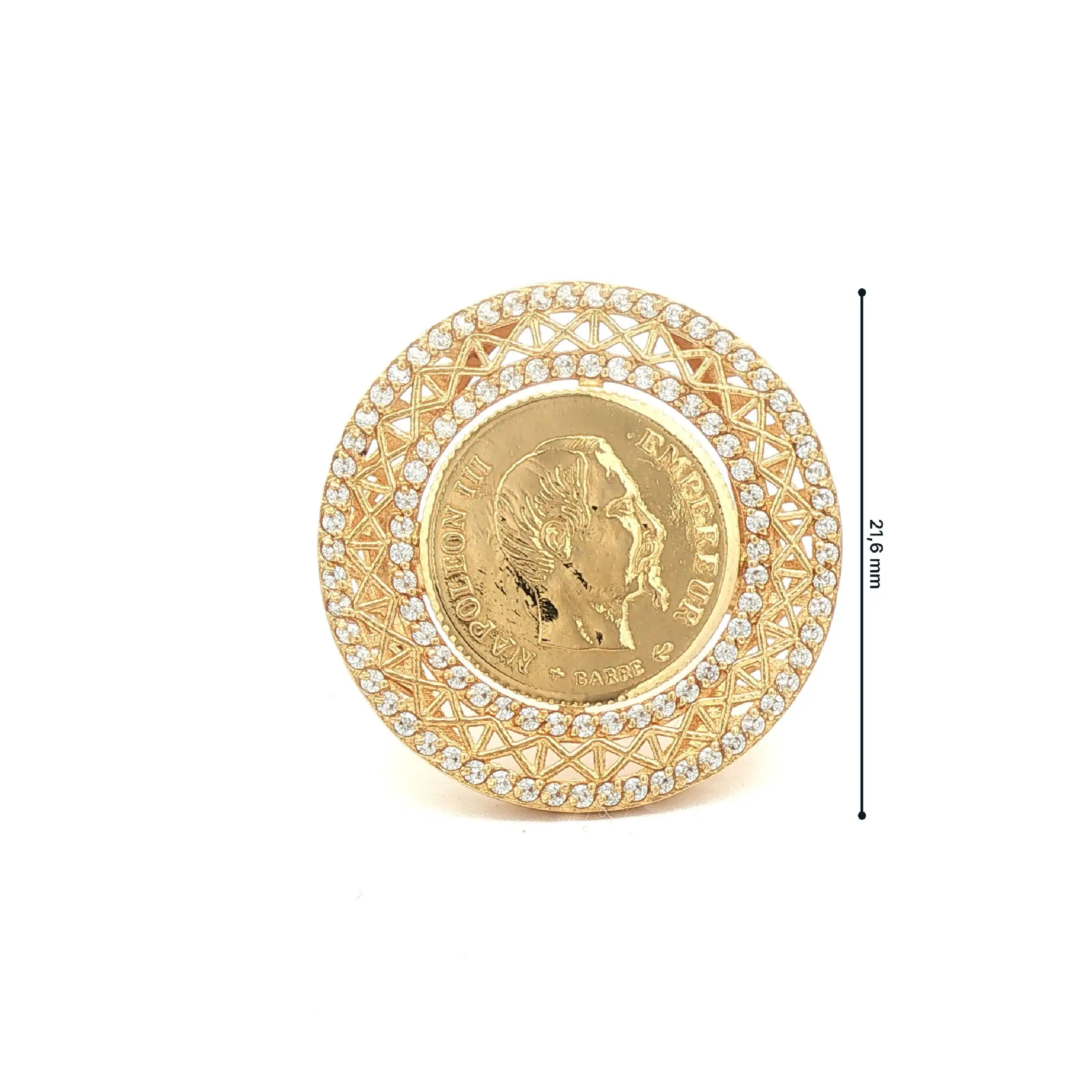 Ring Gelbgold mit Münze und Zirkonia