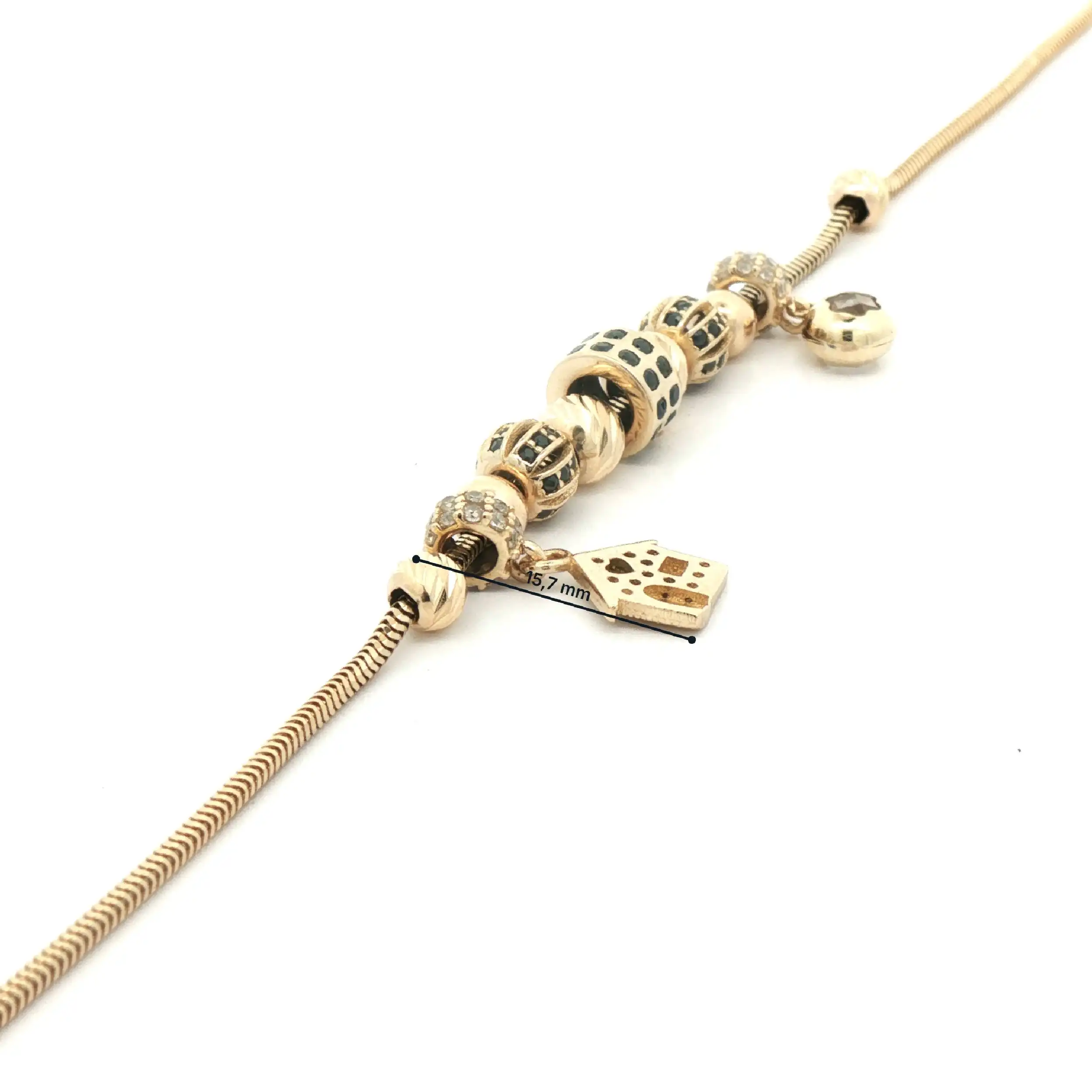 Schlangenarmband Gelbgold mit Anhänger, Farbsteinen und Zirkonia