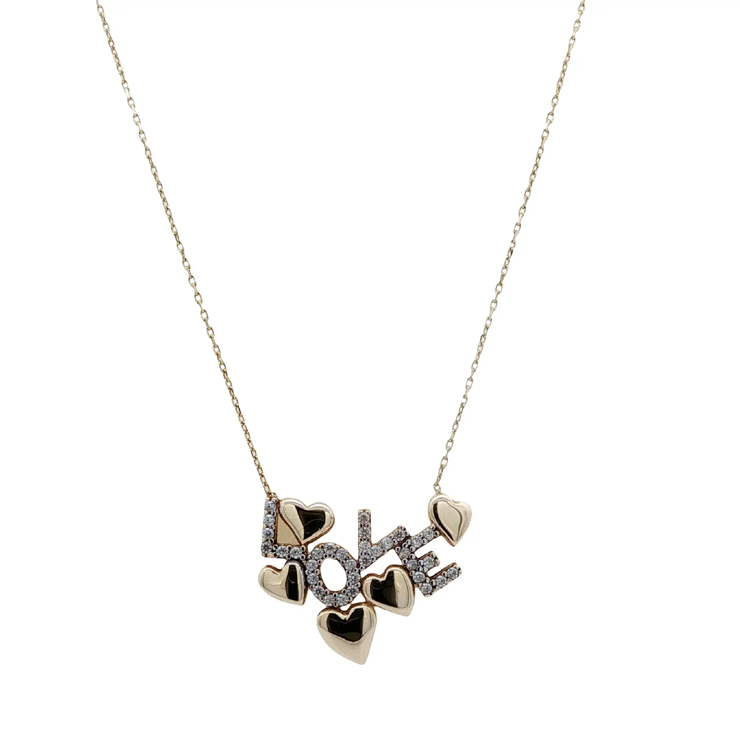 Collier Gelbgold "LOVE" mit Zirkonia