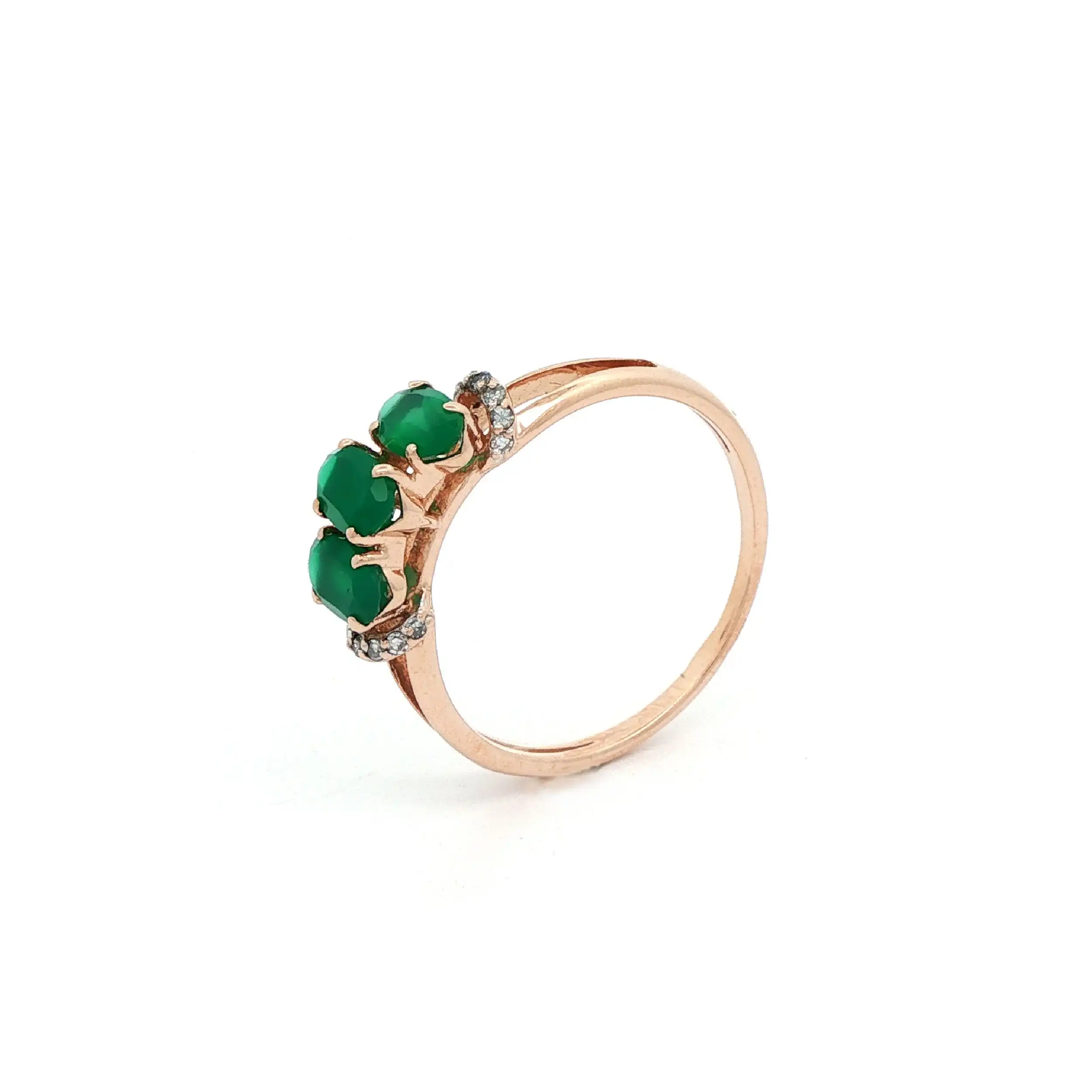 Ring Rotgold mit grünen Farbsteinen und Diamanten Ring Rotgold mit grünen Farbsteinen und Diamanten