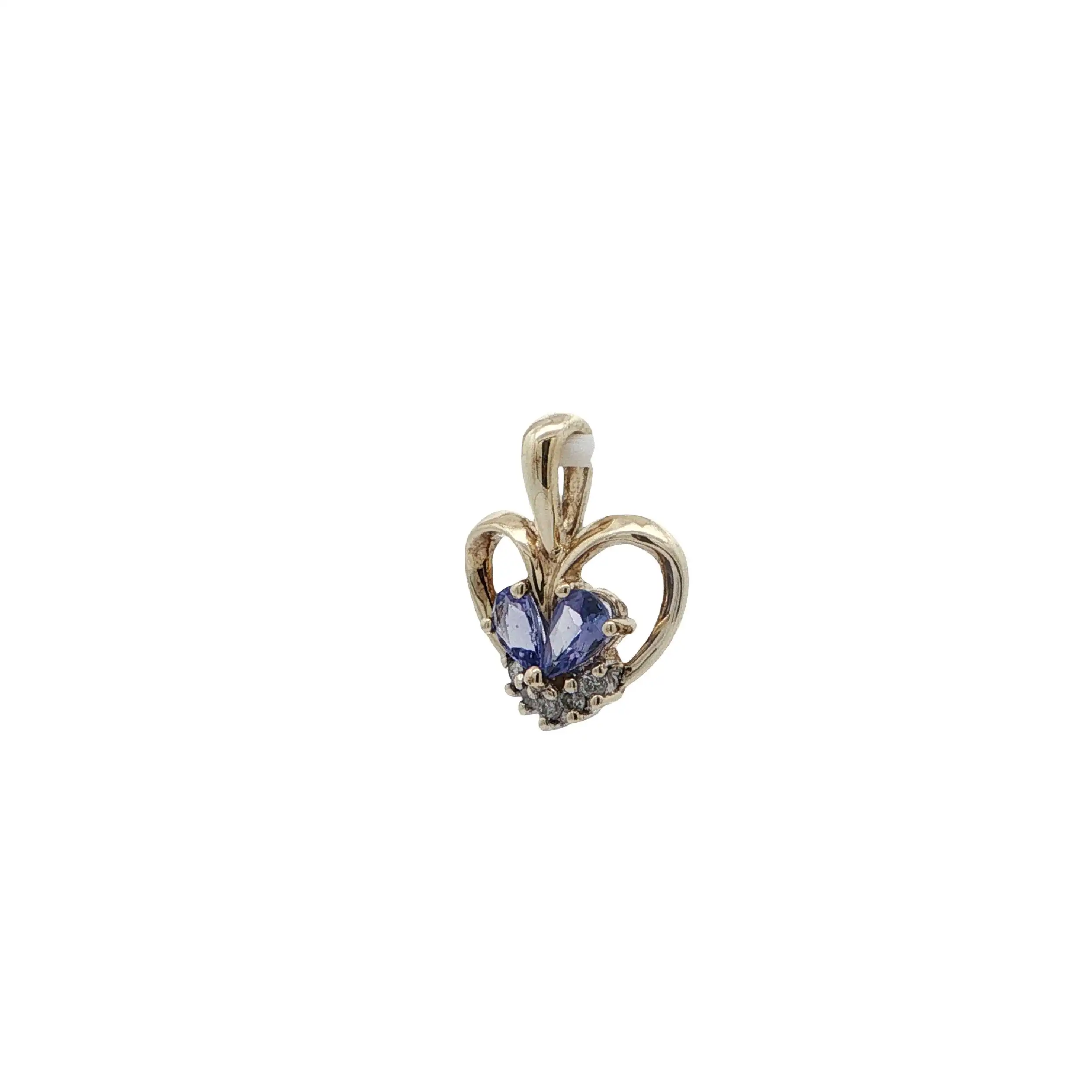 Anhänger Gelbgold Herz mit lila-blauen Farbsteinen & Zirkonia Anhänger Gelbgold Herz mit lila-blauen Farbsteinen & Zirkonia