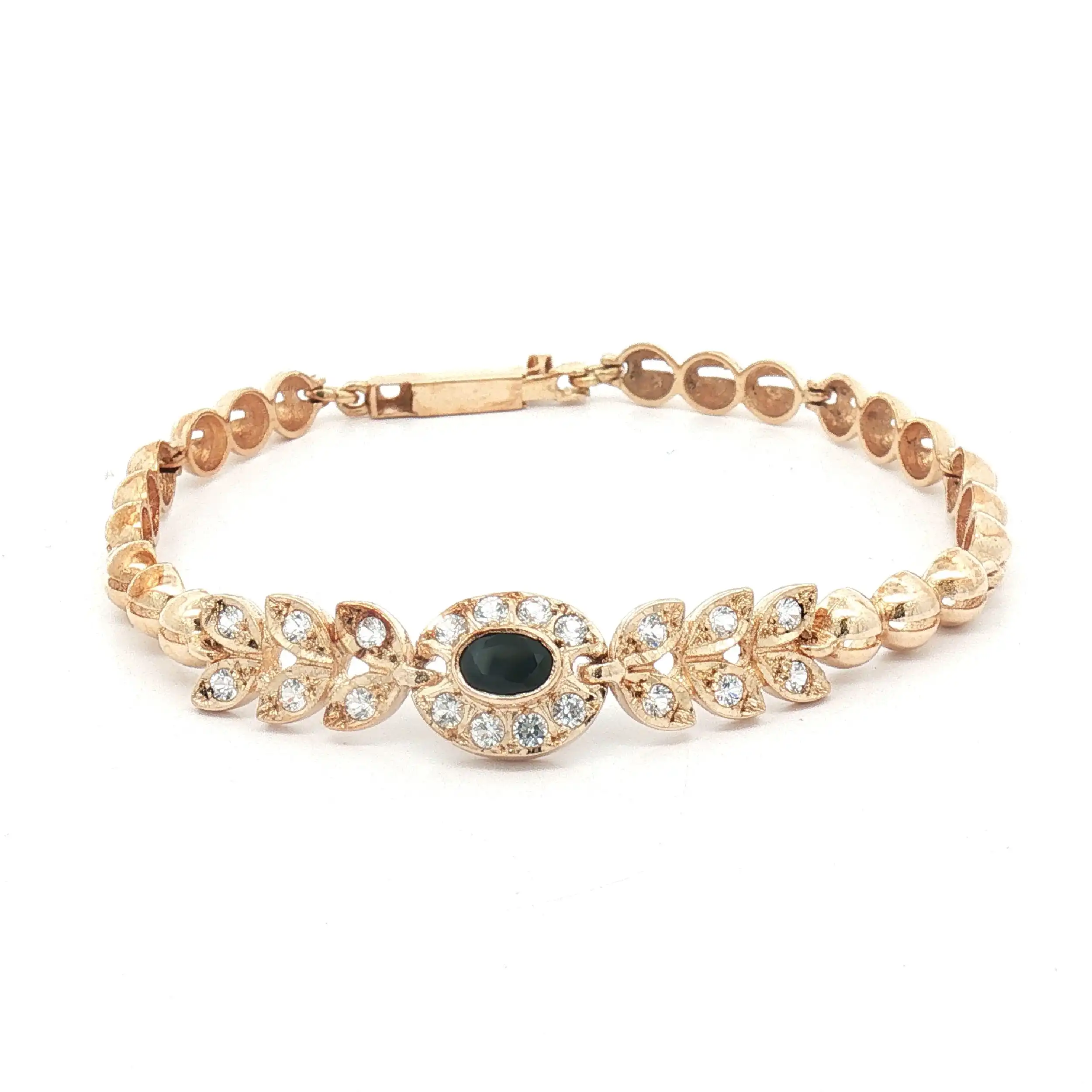 Armband Gelbgold mit blauem Farbstein und Zirkonia