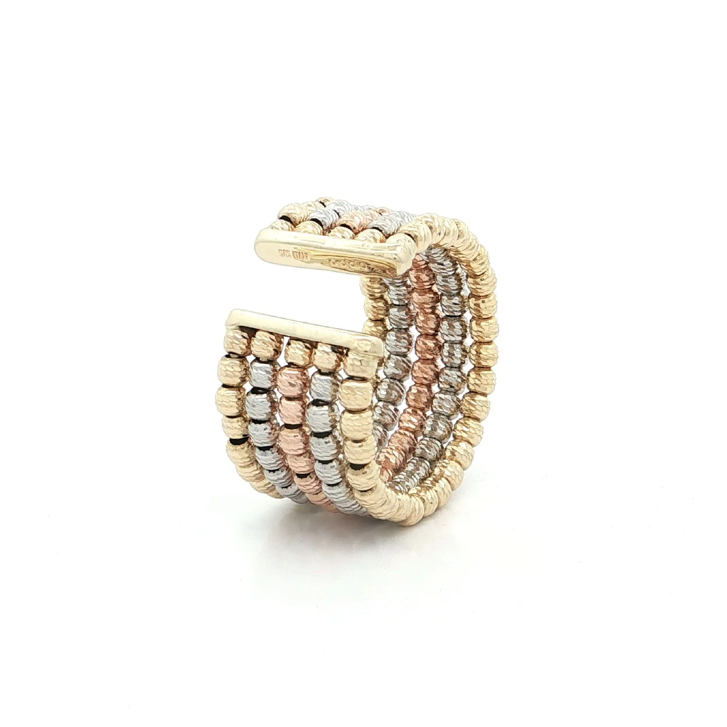 Ring Tricolor mit Kügelchen diamantiert