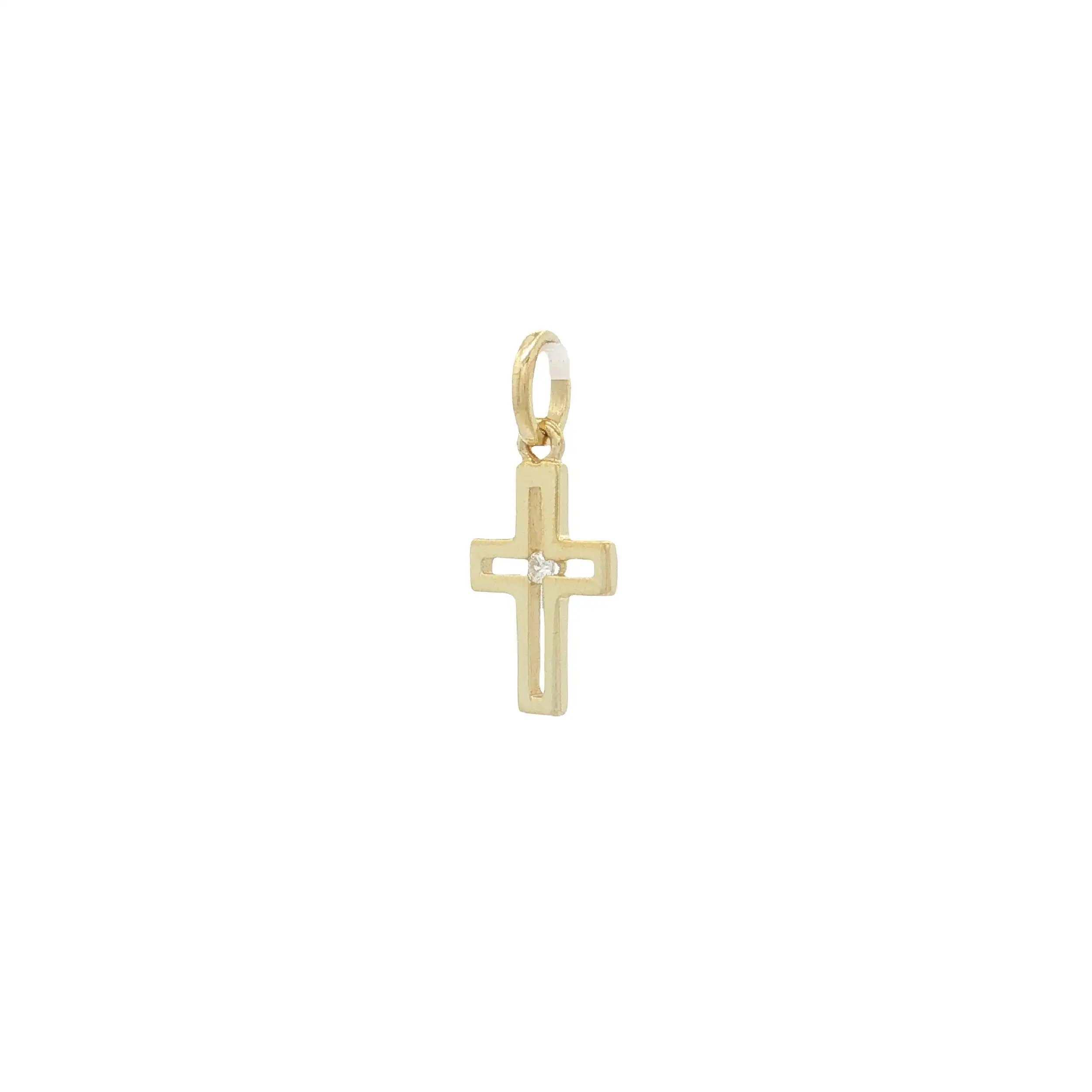Kreuzanhänger Gelbgold mit Zirkonia