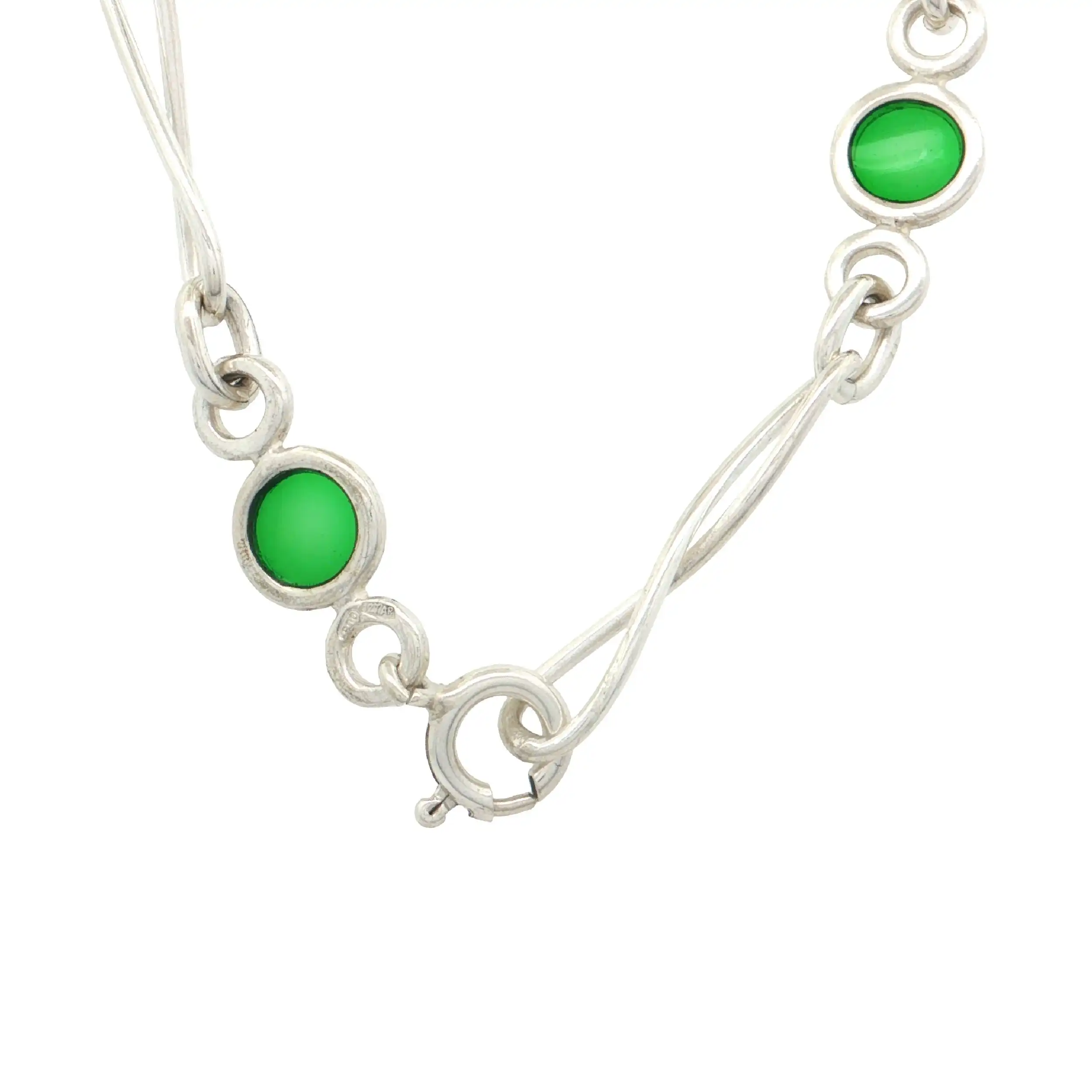 Kette Silber mit grünen Glassteinen Kette Silber mit grünen Glassteinen