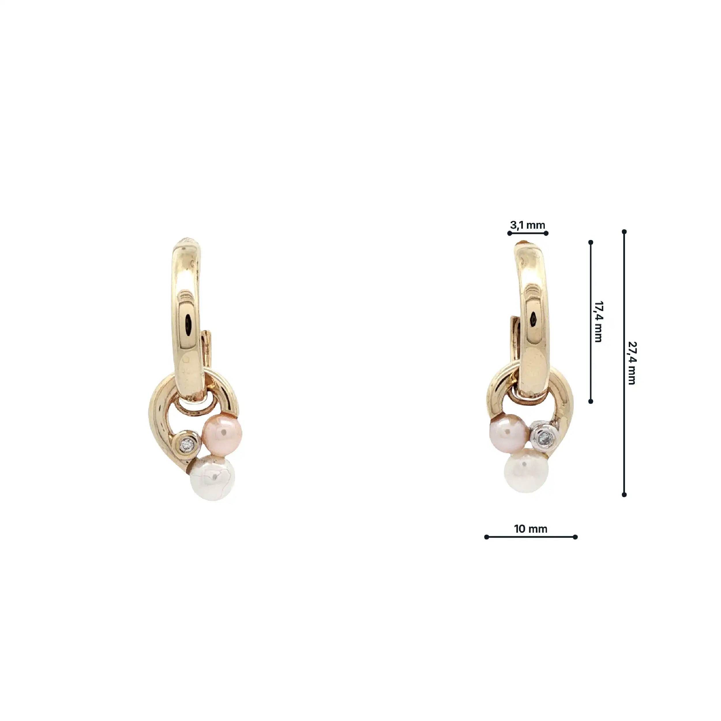 Ohrhänger Gelbgold mit Perlen und Diamanten Ohrhänger Gelbgold mit Perlen und Diamanten