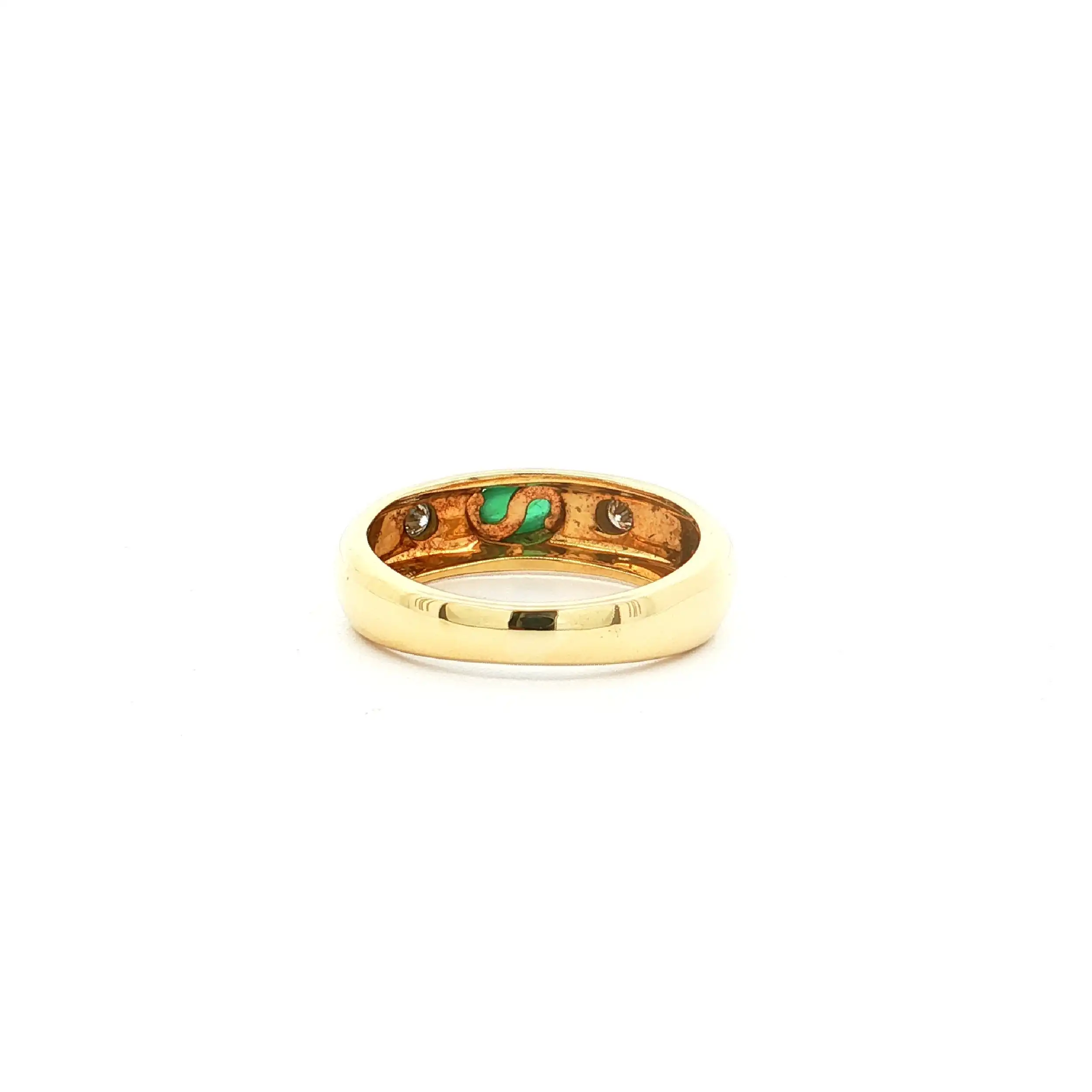 Ring Gelbgold mit Smaragd Cabochon & Brillanten