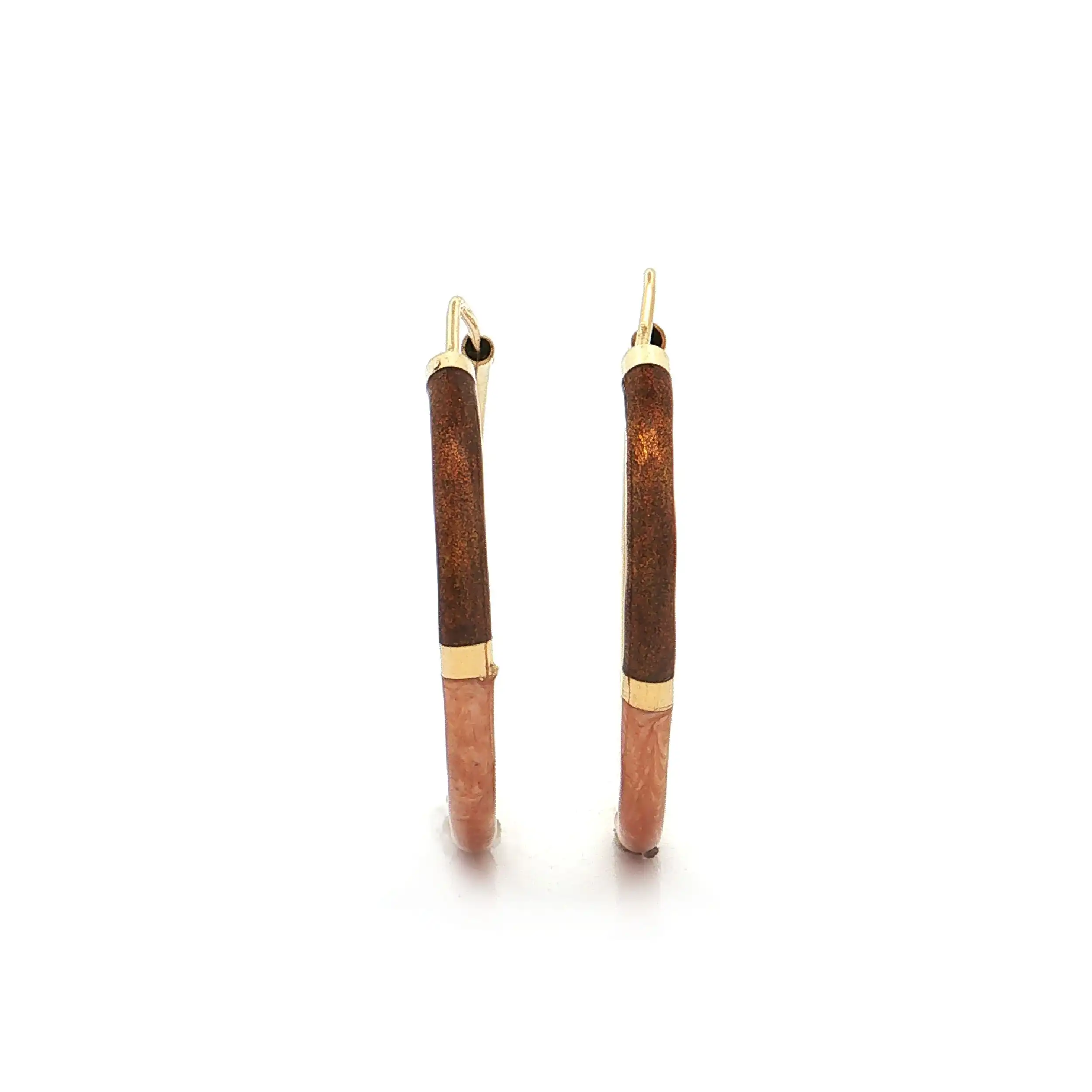 Creolen Gelbgold mit rosé und orange-braunen Emaille Segmenten Creolen Gelbgold mit rosé und orange-braunen Emaille Segmenten