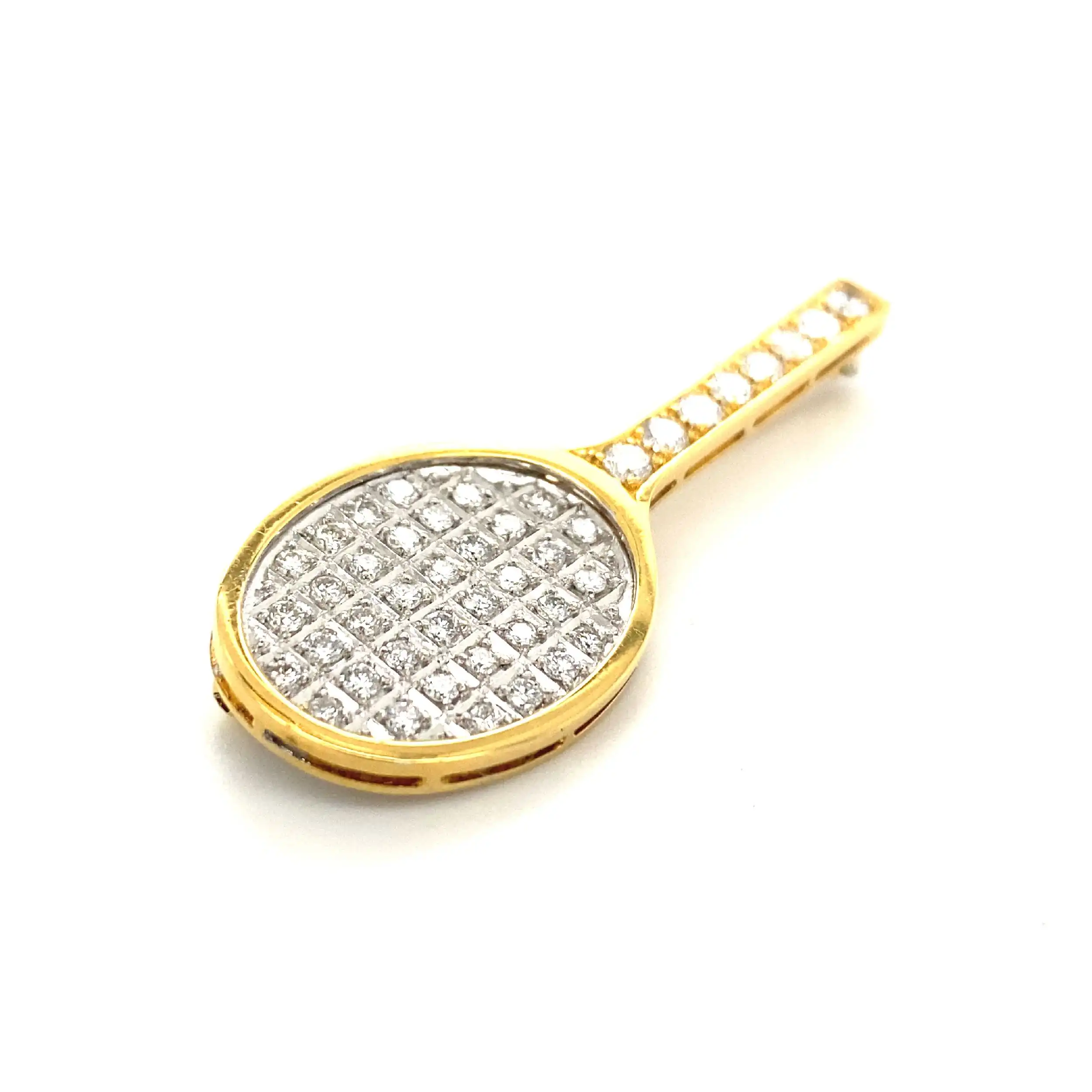 Nadel Bicolor Tennisschläger mit Brillanten Nadel Bicolor Tennisschläger mit Brillanten