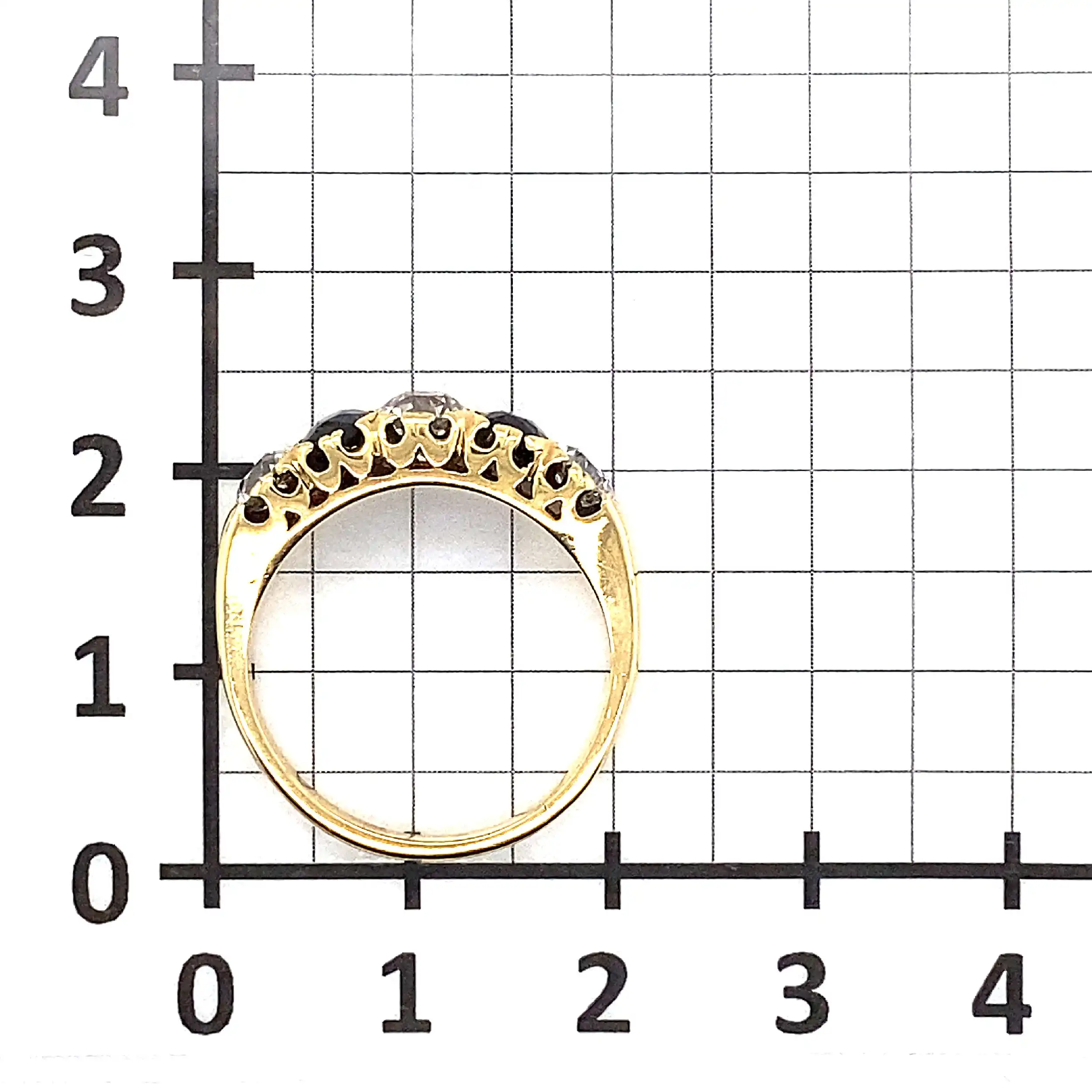 Ring Gelbgold mit Saphiren und Brillanten im Altschliff
