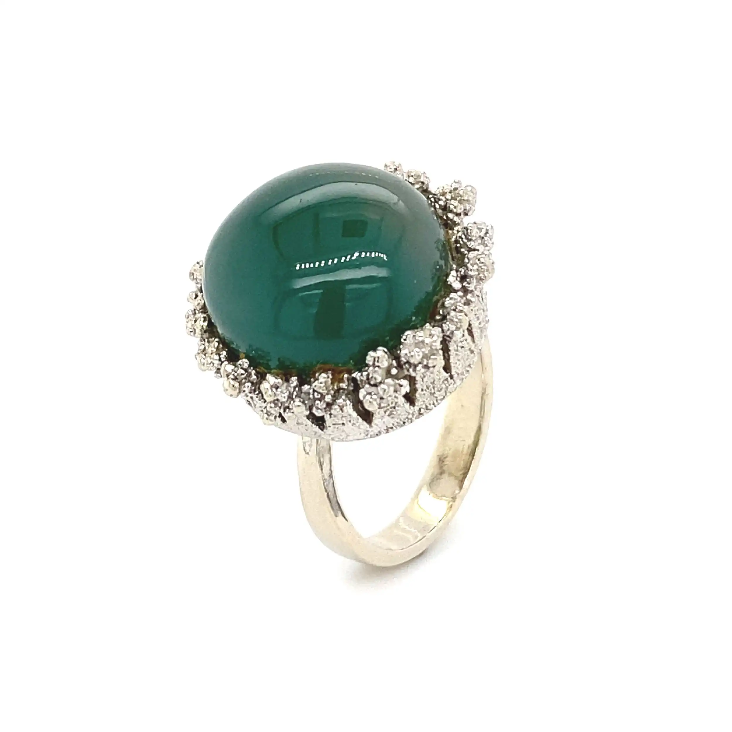 Ring Weißgold mit grünem Farbstein Ring Weißgold mit grünem Farbstein