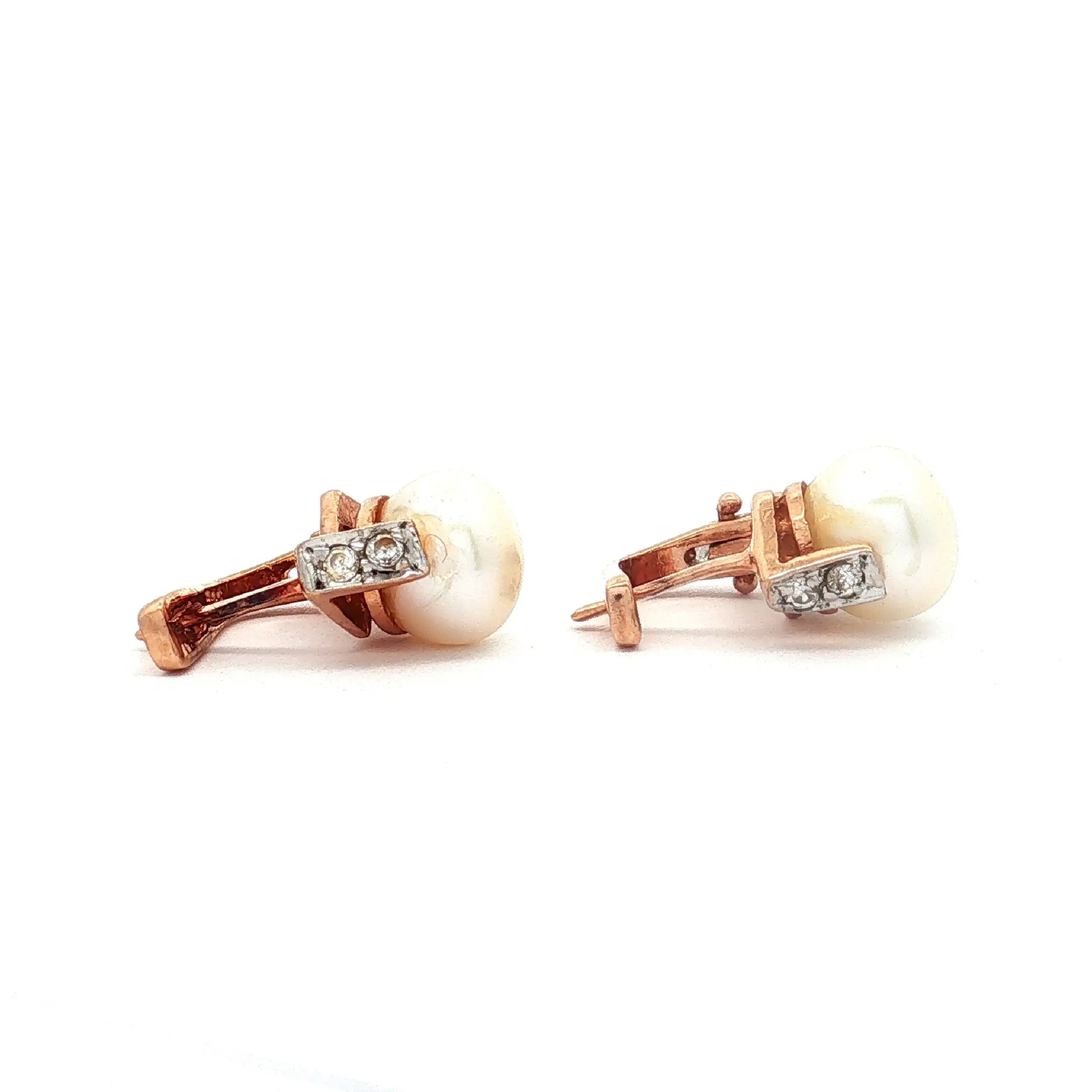 Ohrringe Gelbgold mit Perlen und Zirkonia