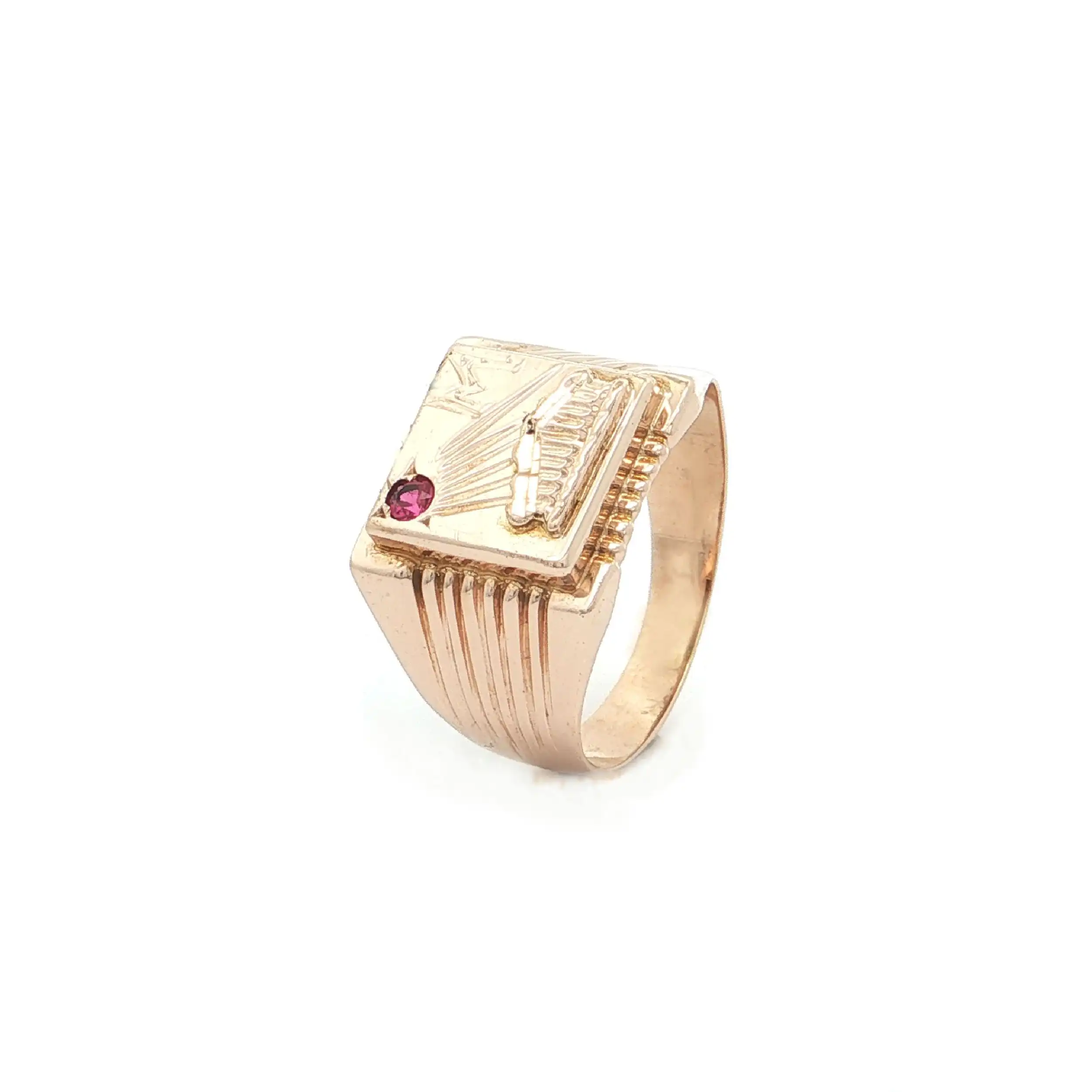 Ring Rotgold mit pinkem Farbstein Ring Rotgold mit pinkem Farbstein