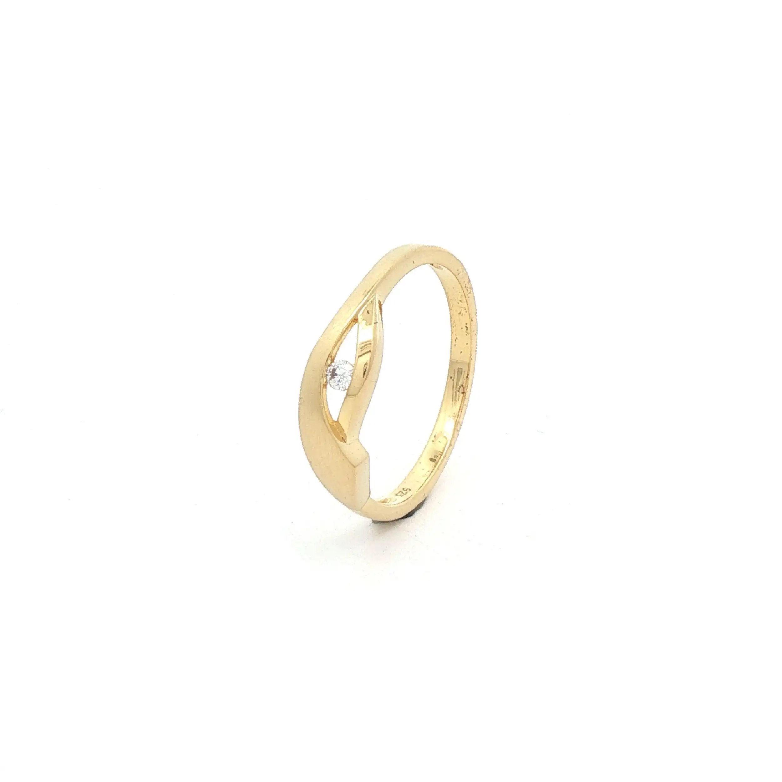 Ring Silber vergoldet teil mattiert mit Zirkonia Ring Silber vergoldet teil mattiert mit Zirkonia