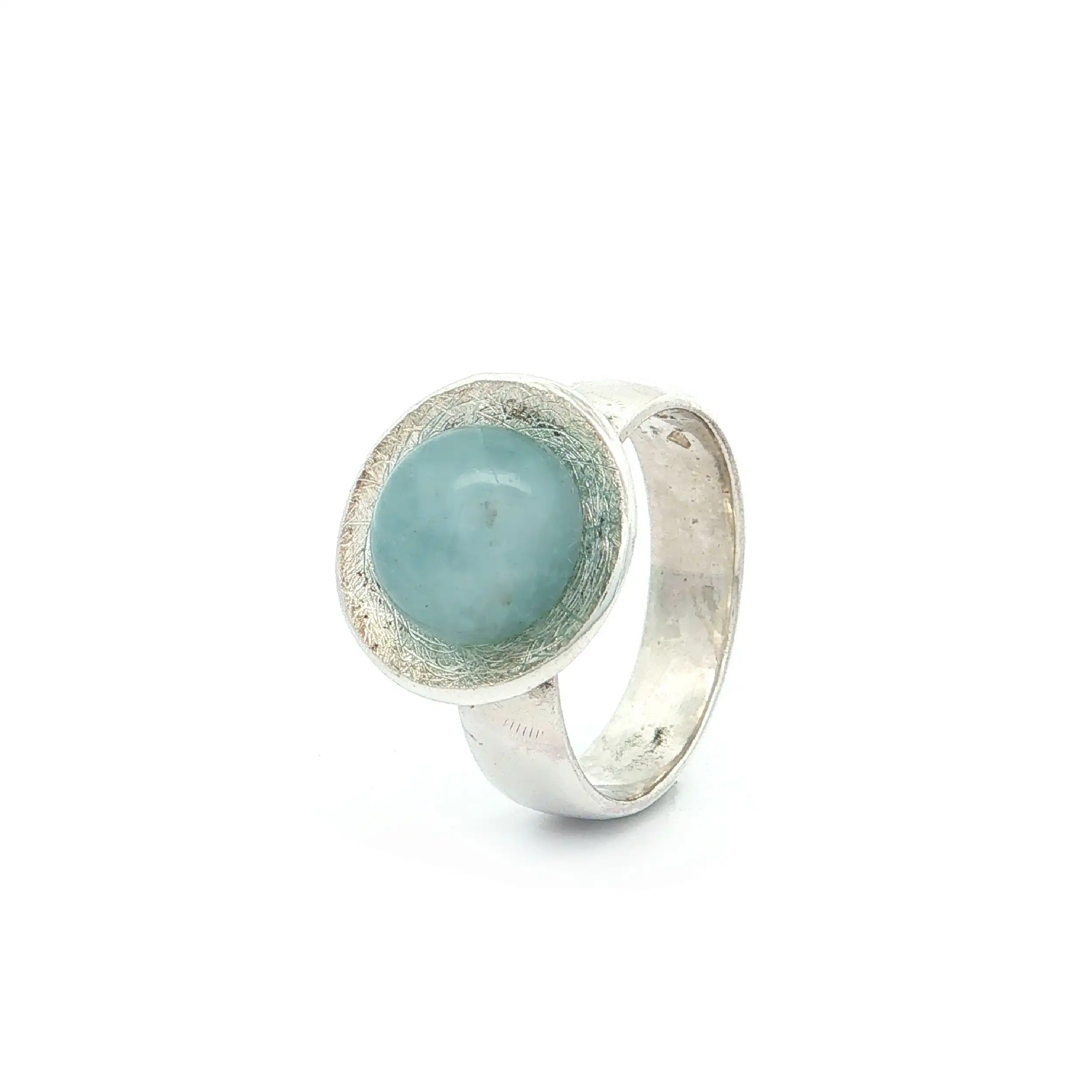 Ring Silber mit Aquamarin Cabochon Ring Silber mit Aquamarin Cabochon