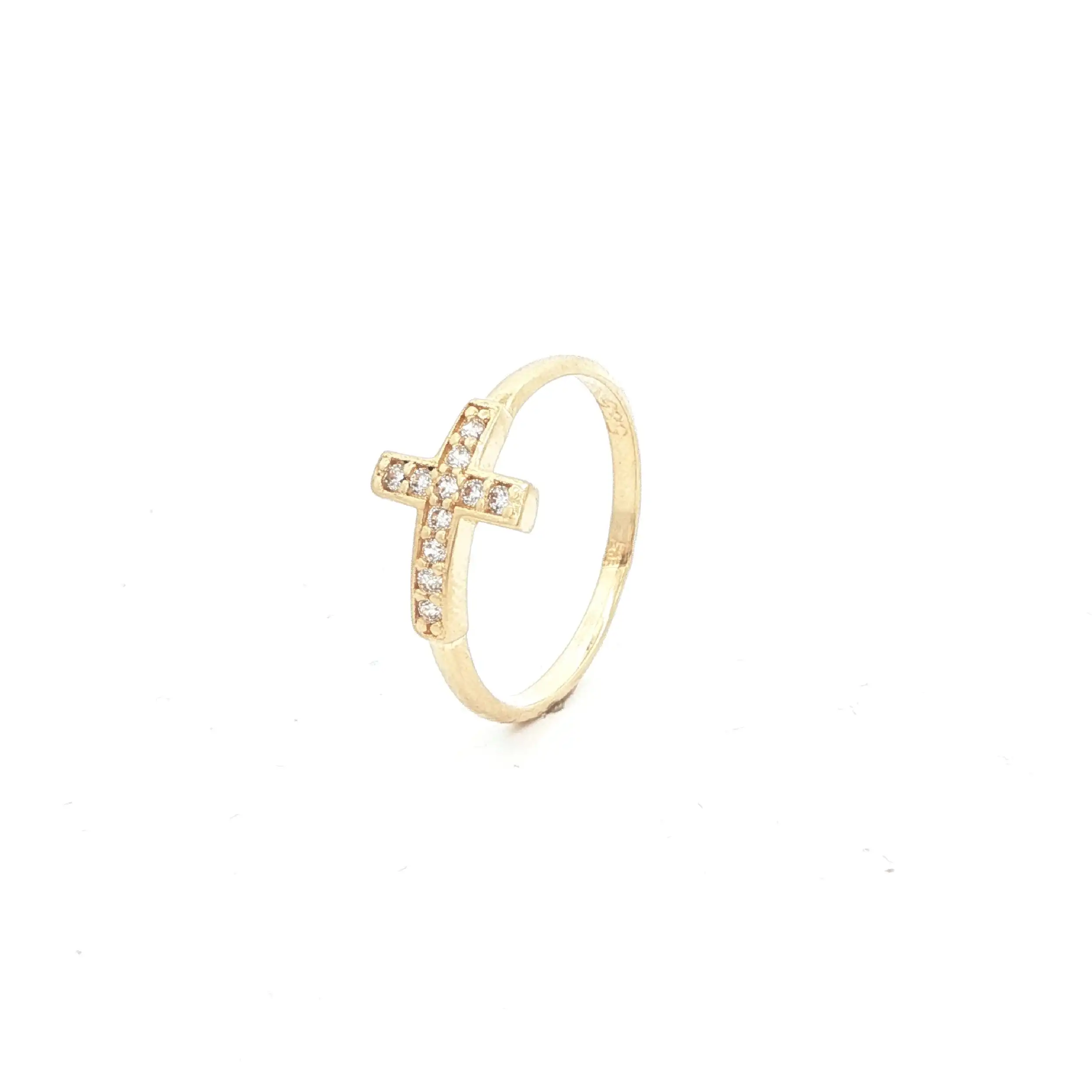 Ring Gelbgold Kreuz mit Zirkonia