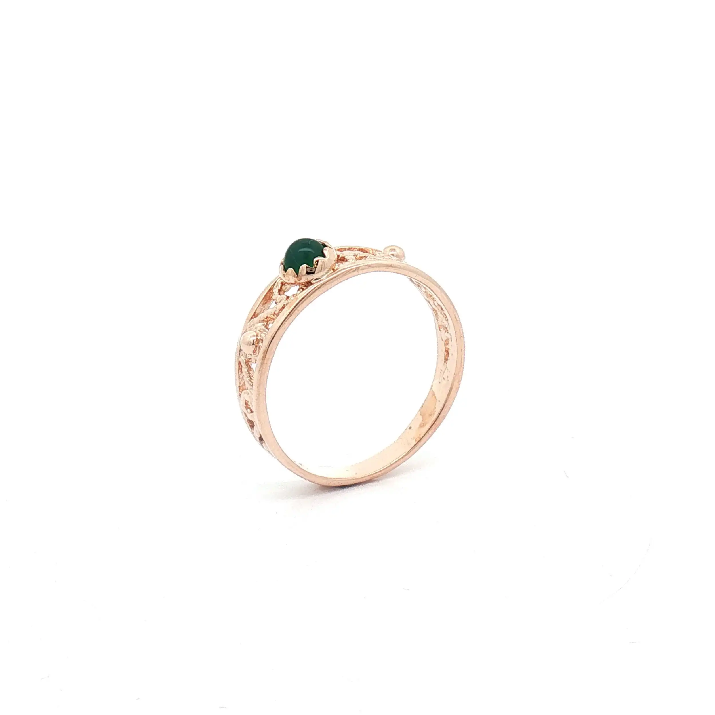 Ring Rotgold mit grünem Farbstein Cabochon