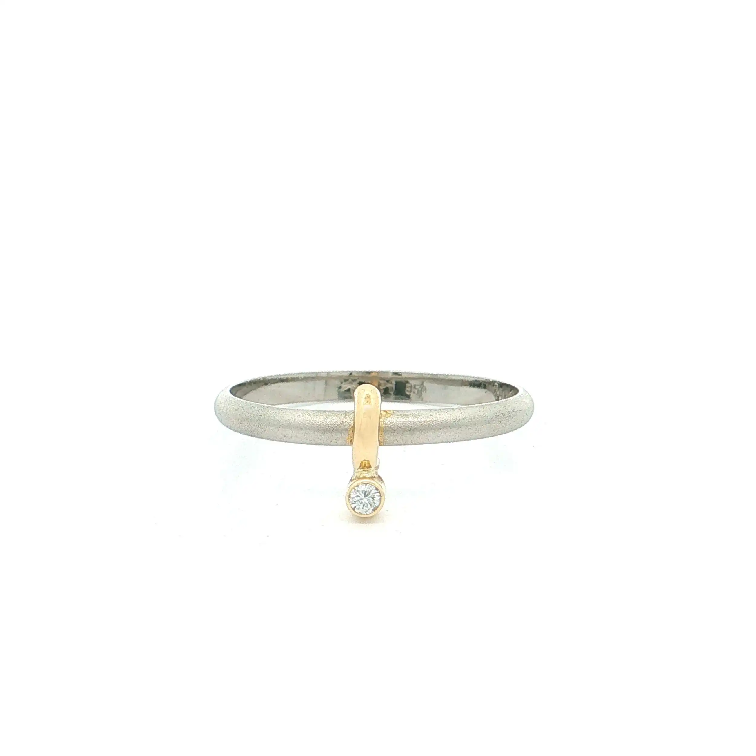 Ring Platin/Gelbgold mit Brillant, graviert mit 0,02ct
