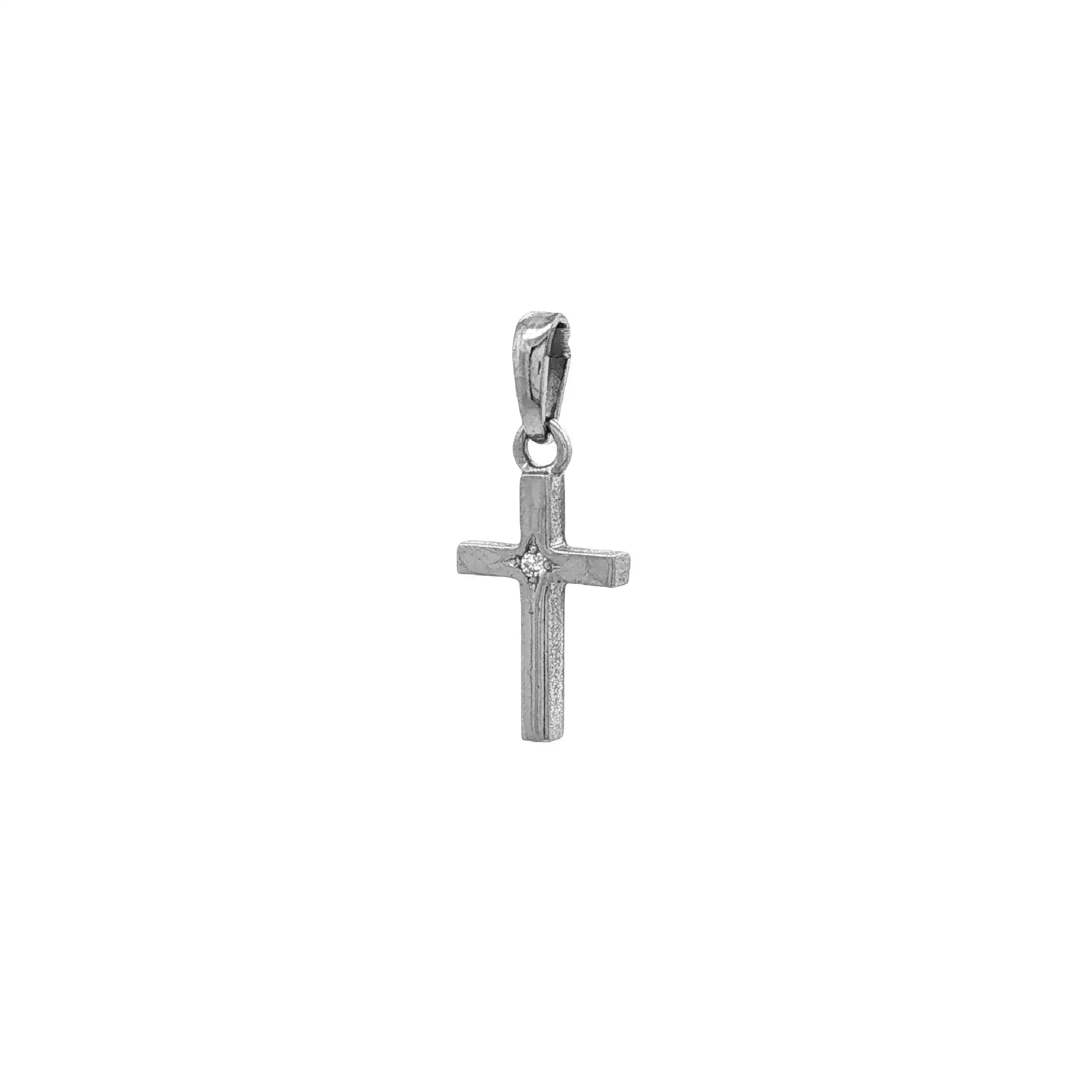 Anhänger Weißgold Kreuz mit Brillant Solitär
